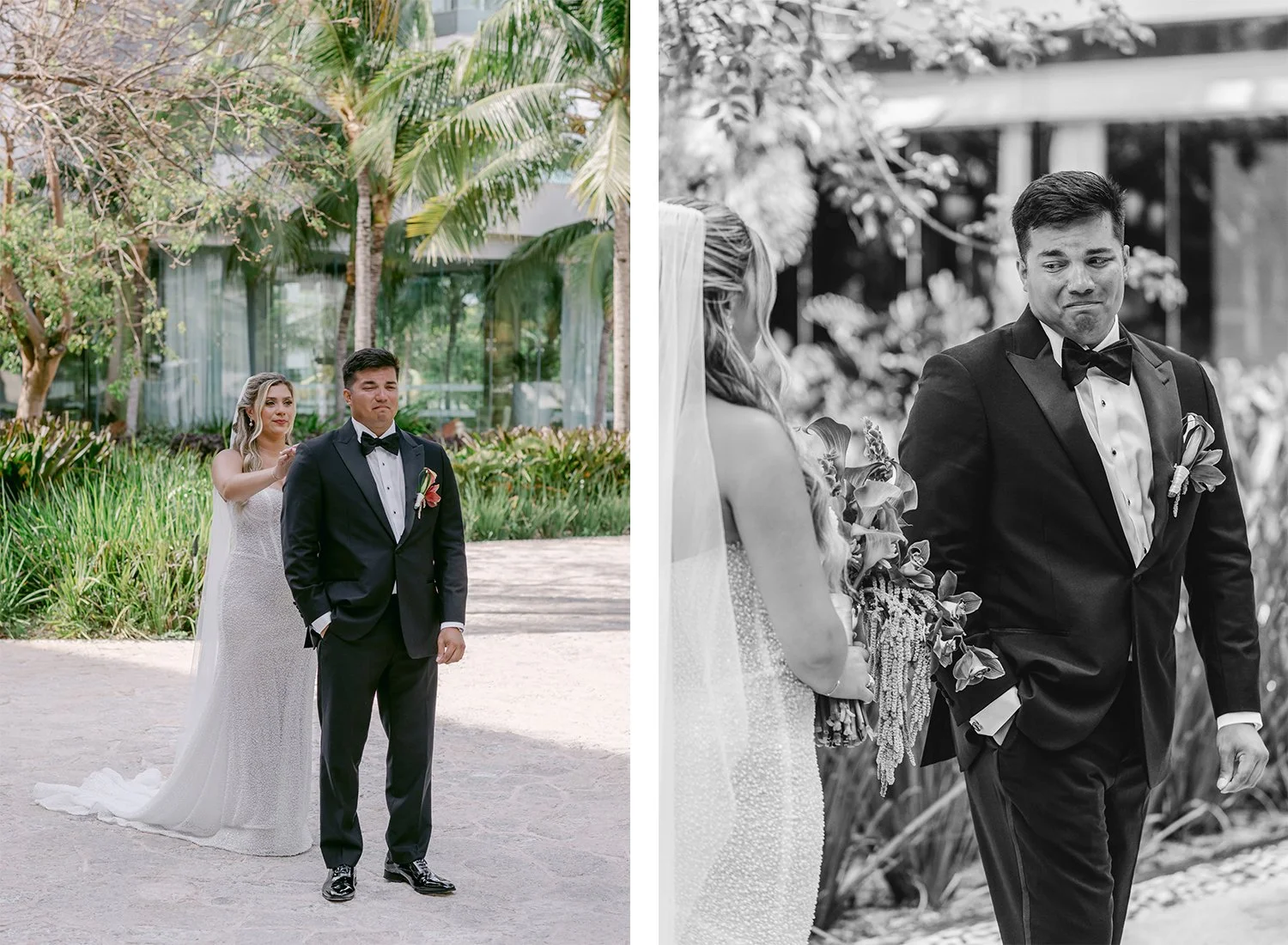16 bride touching groom's shoulder in the first look and groom looks back.JPG