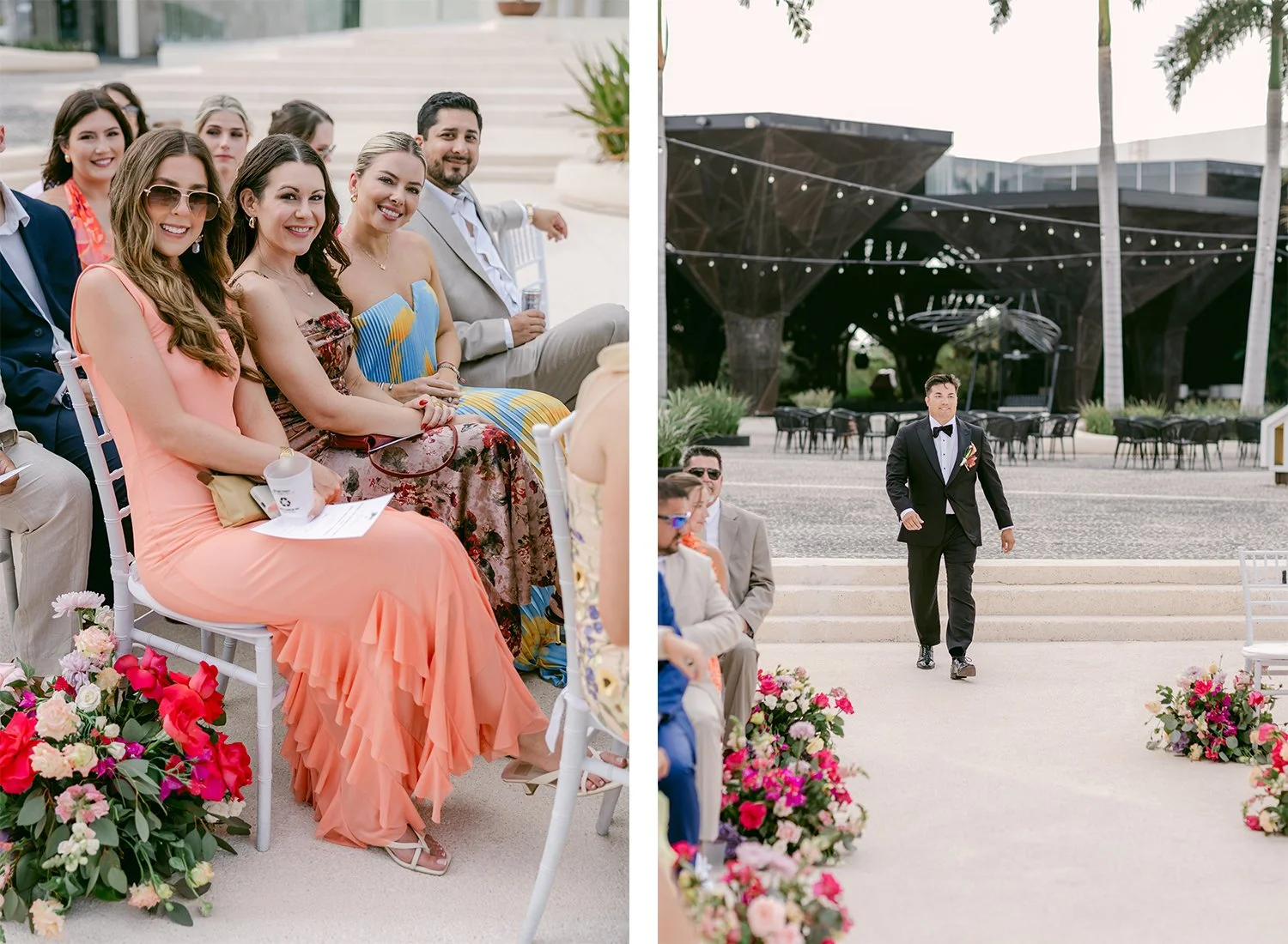 27 wedding guests waiting for the ceremony to start and groom walking to the altar.JPG