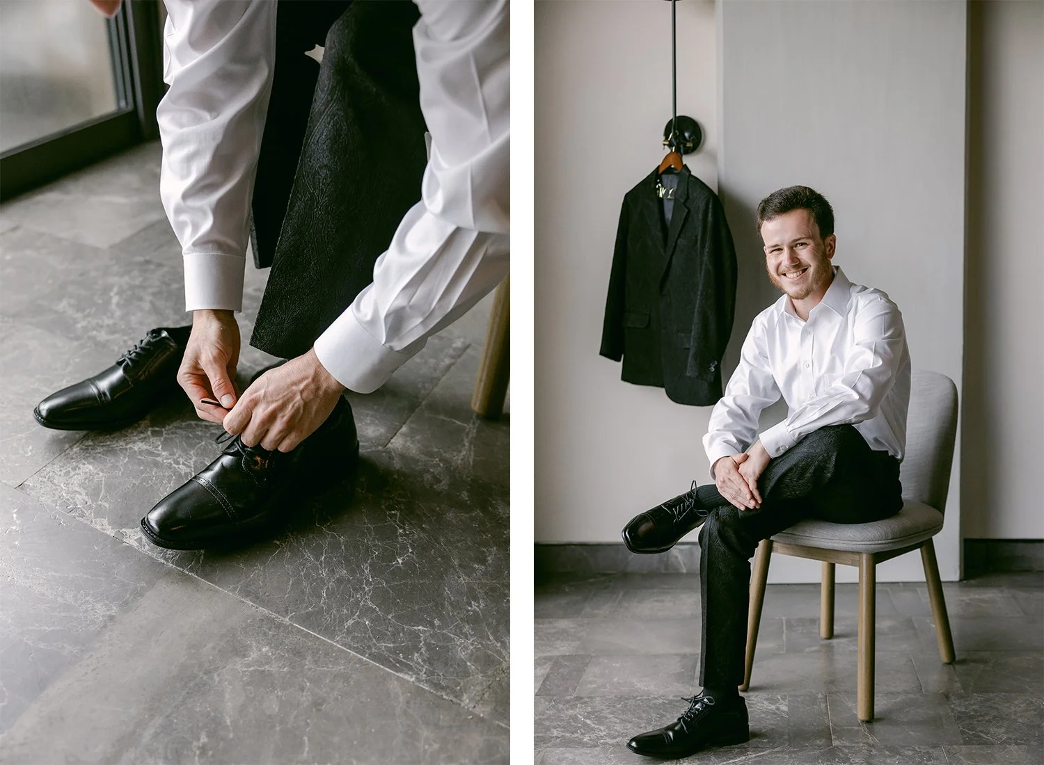 10 groom getting ready putting on his shoes for the wedding.JPG