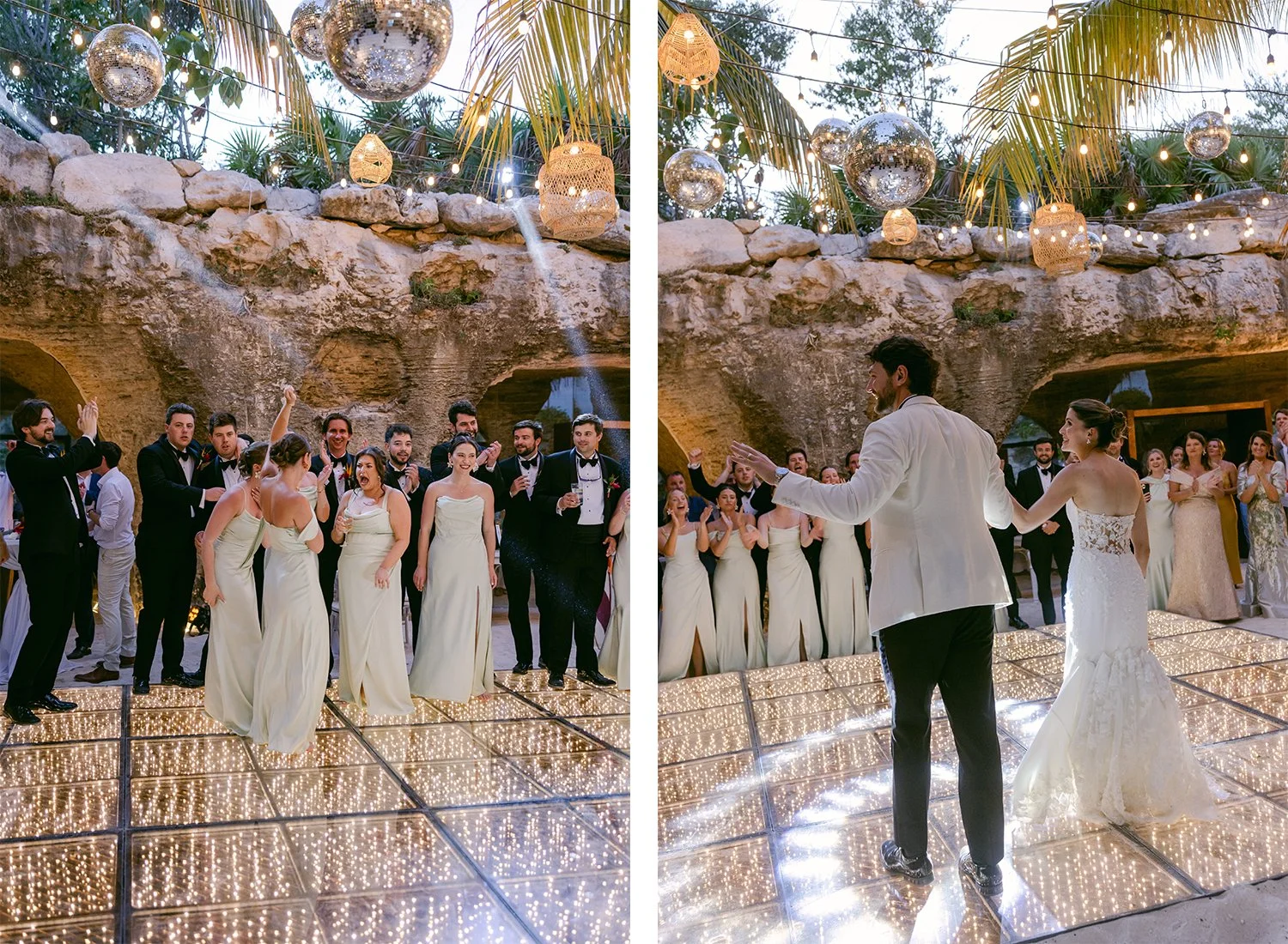 47 bridal party celebrating bride and groom's grand entrance to the wedding reception.JPG