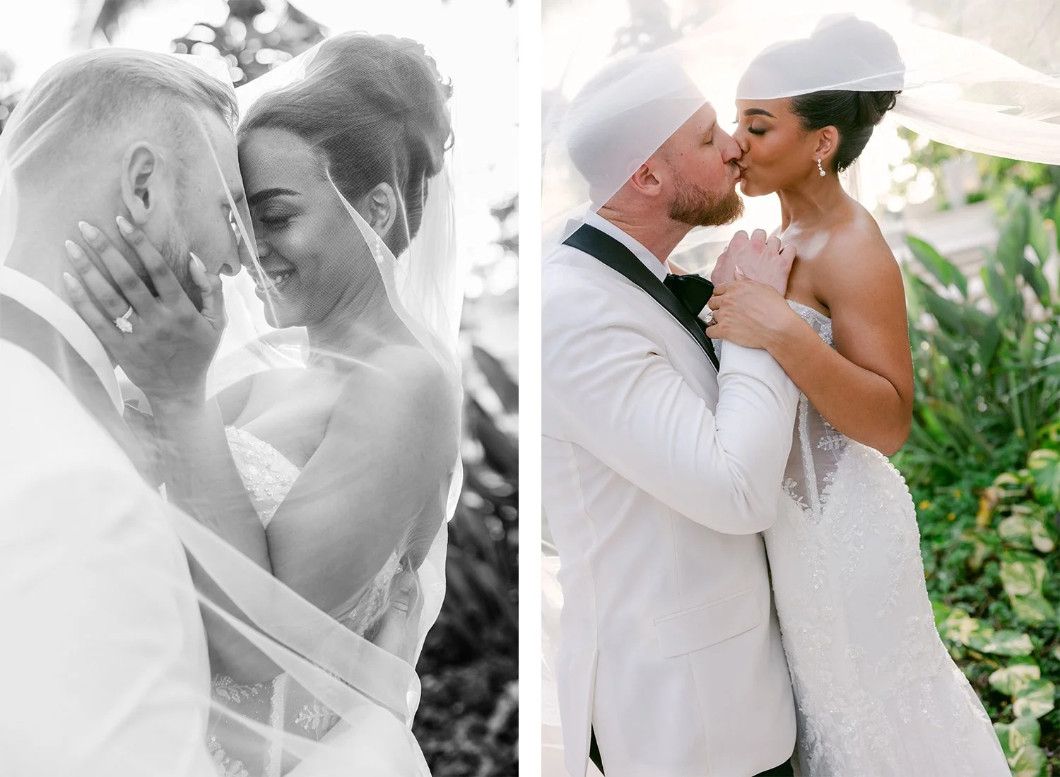 50 bride and groom kissing under the veil sunset golden hour.JPG