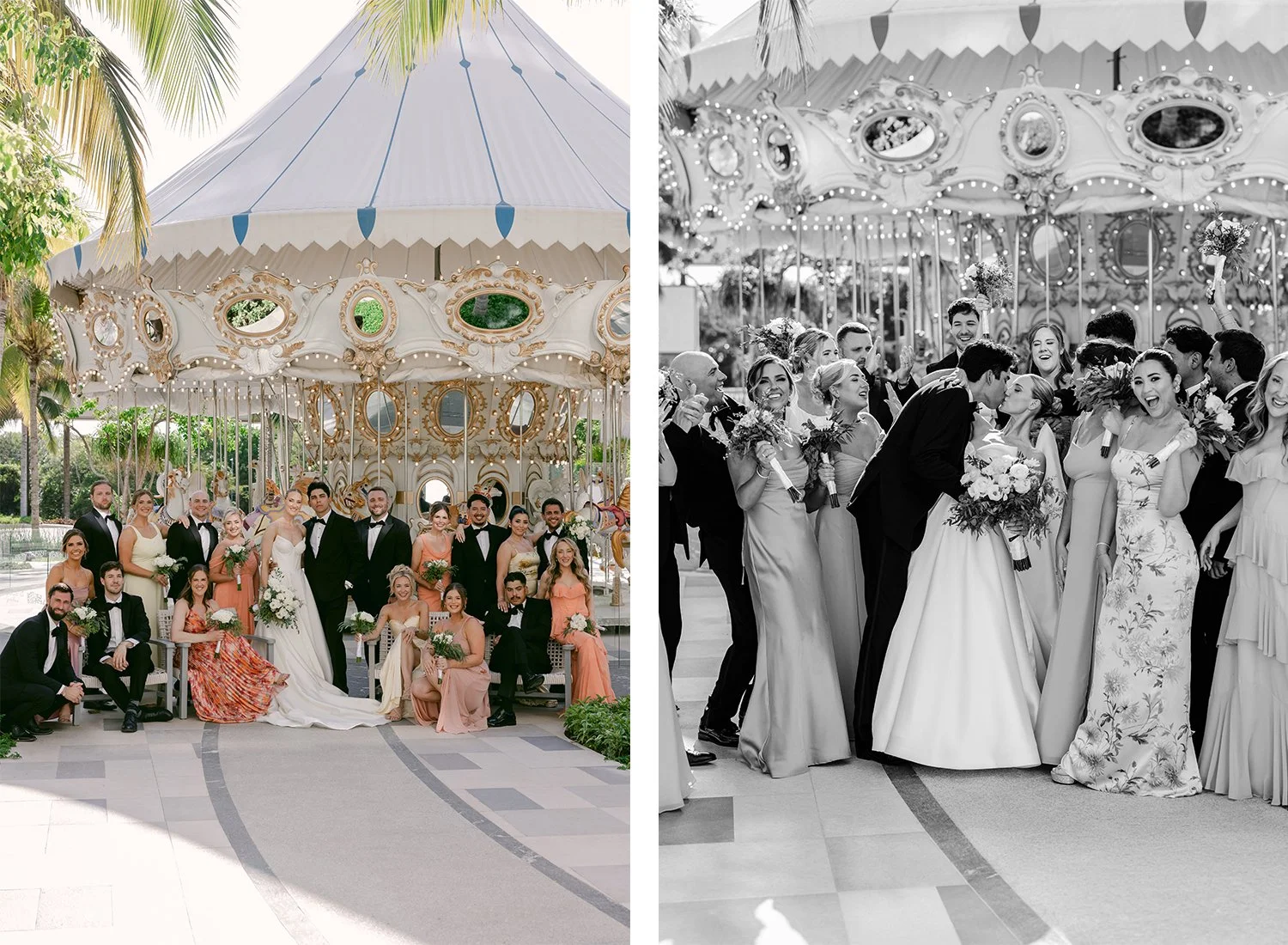 35 bridal party with bride and groom celebrating wedding and kissing.JPG