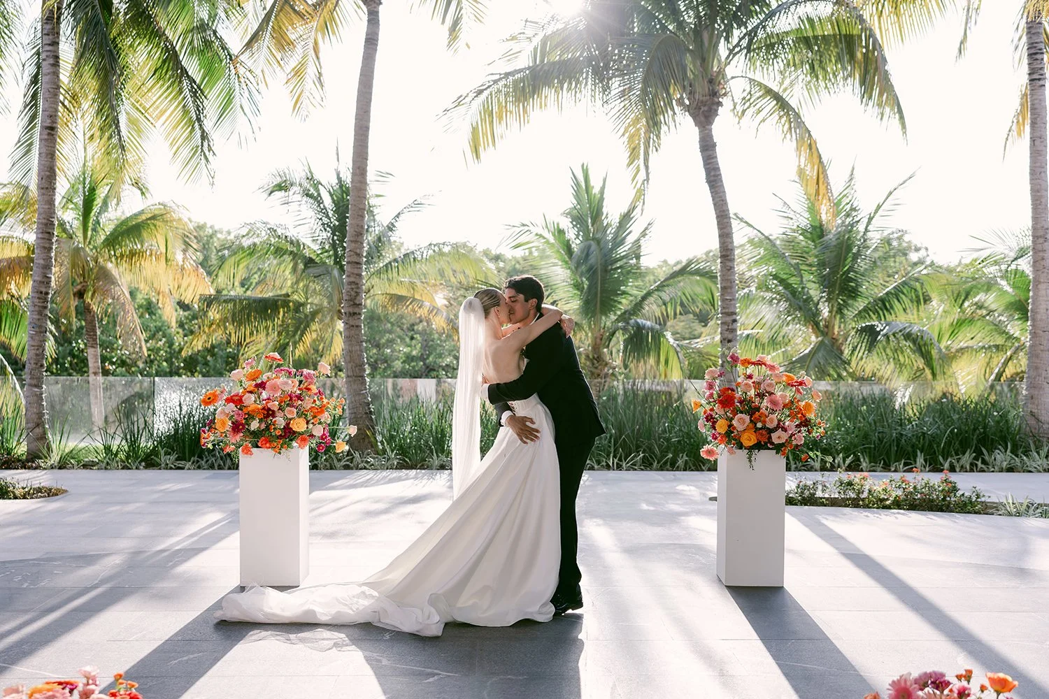 45 bride and groom's first kiss beautiful photo wedding in garza blanca cancun riviera maya.JPG