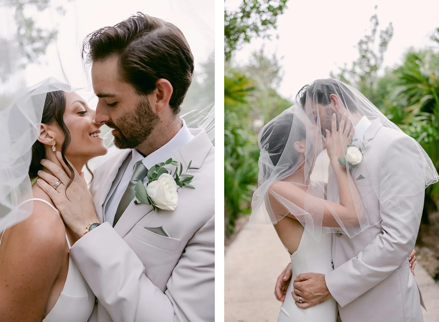38 smiling bride and groom kissing under the veil susnset golden hour.JPG