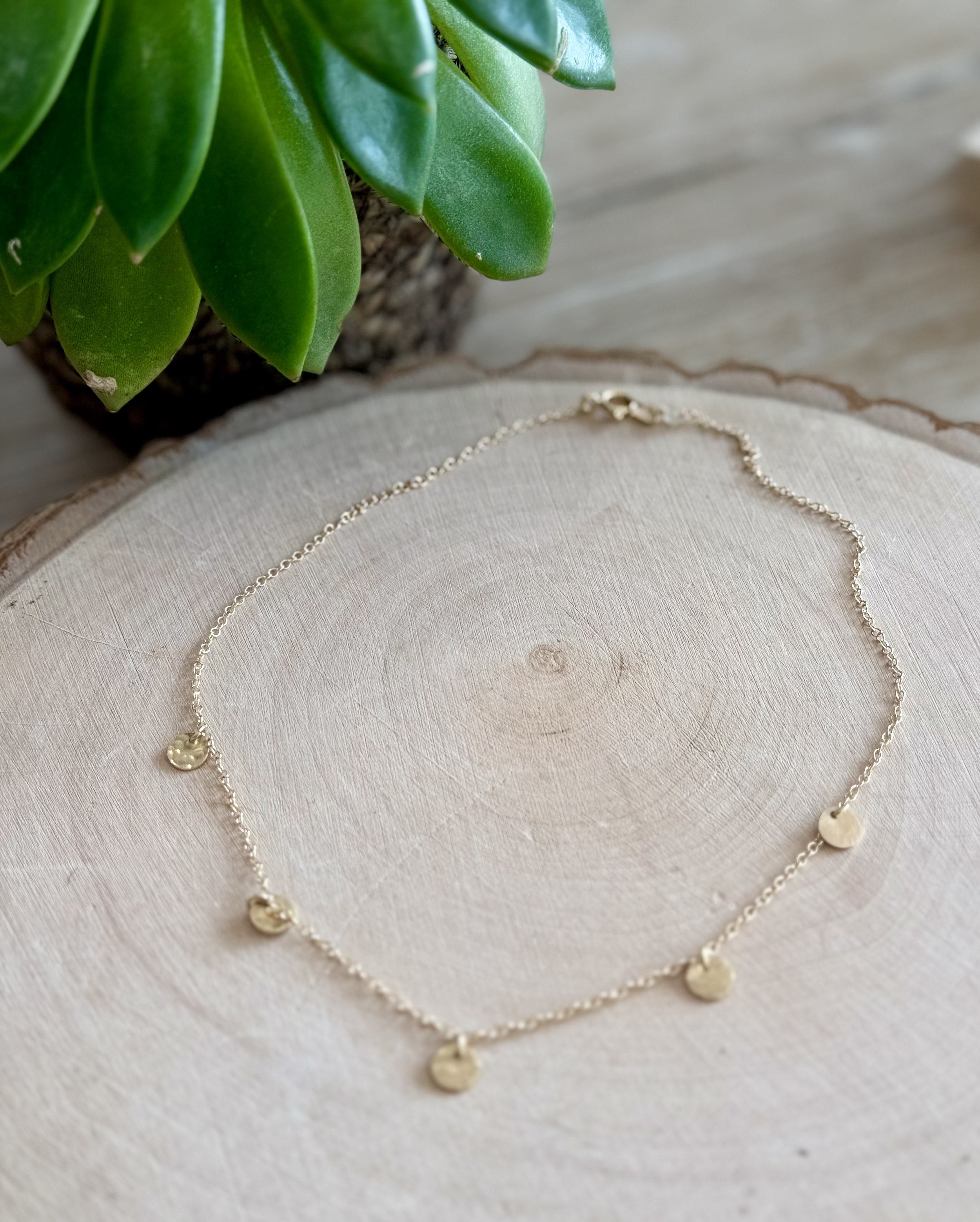 5 mini disc necklace