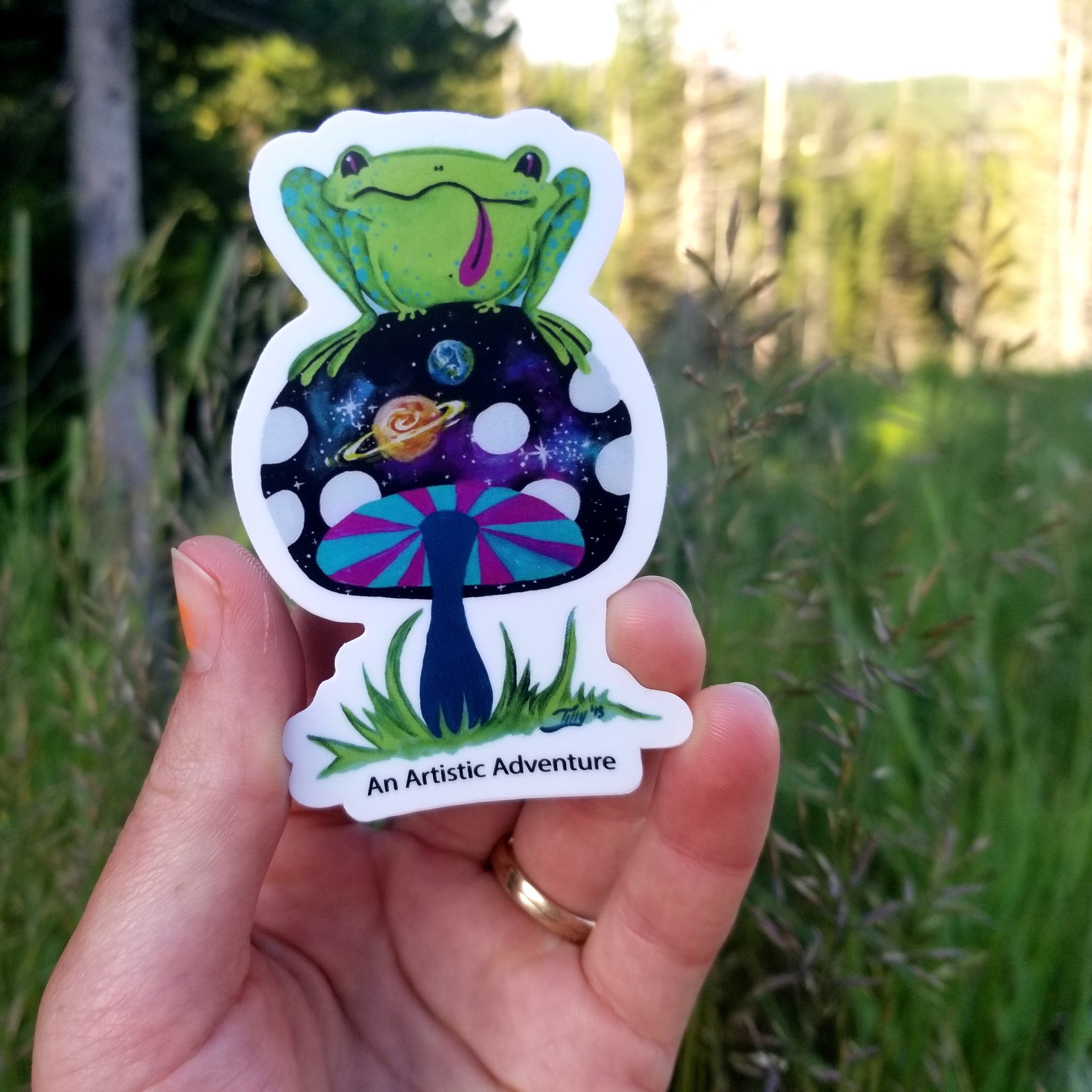 frog-on-mushroom-sticker-buy-stickers-from-independent-artists-Matilda-wentzel-unique-artisan-stickers.jpg