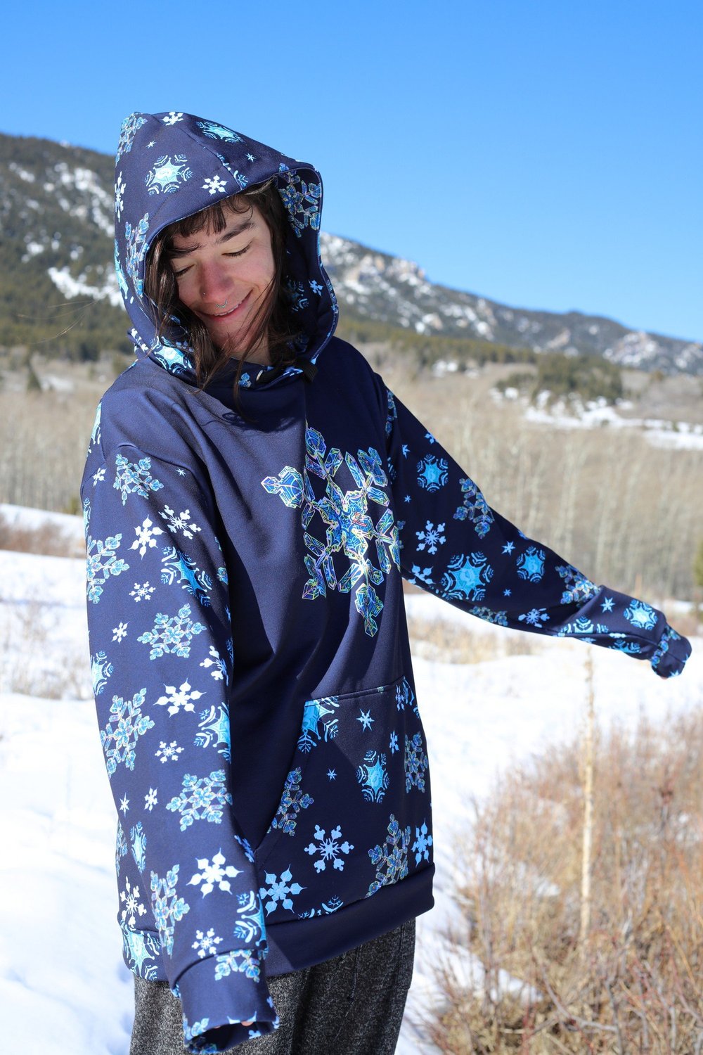 Snowflake Hoodie | Recycled Unisex Pullover — An Artistic Adventure HUMAN MADE x SNOWFLAKES SWEATSHIRT