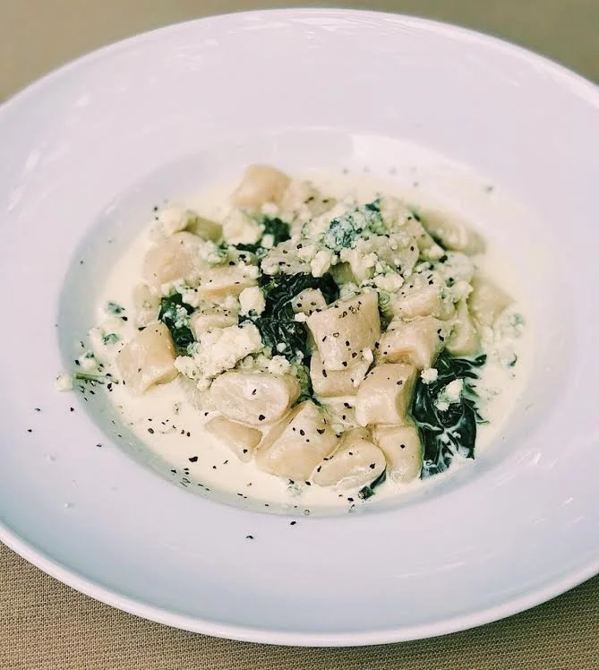 Gnocchi with Blue Cheese & Spinach Cream Sauce