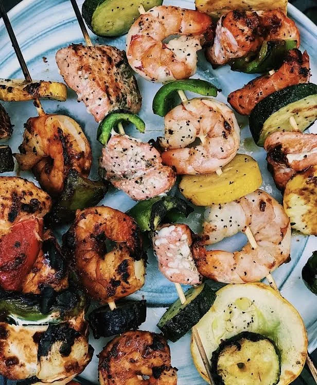 Grilled Shrimp & Salmon Kabobs