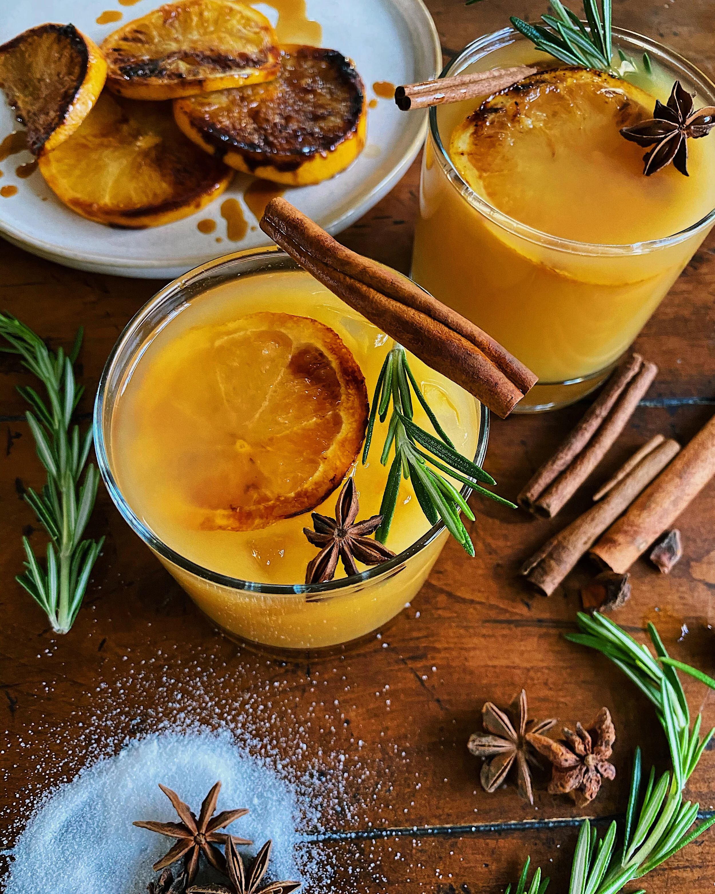Cinnamon Bourbon Old Fashion with Caramelized Oranges