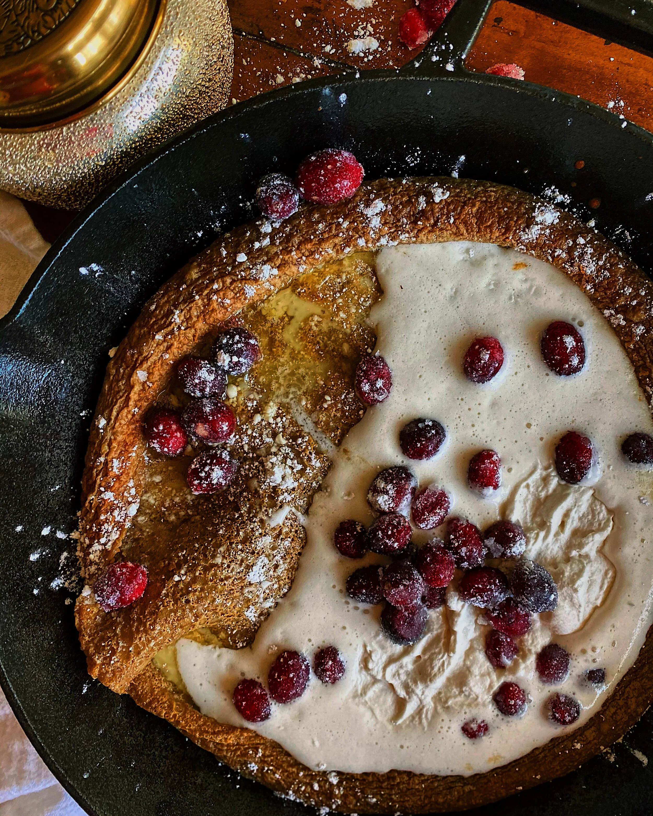 Gingerbread Dutch Baby with Vanilla Whipped Cream