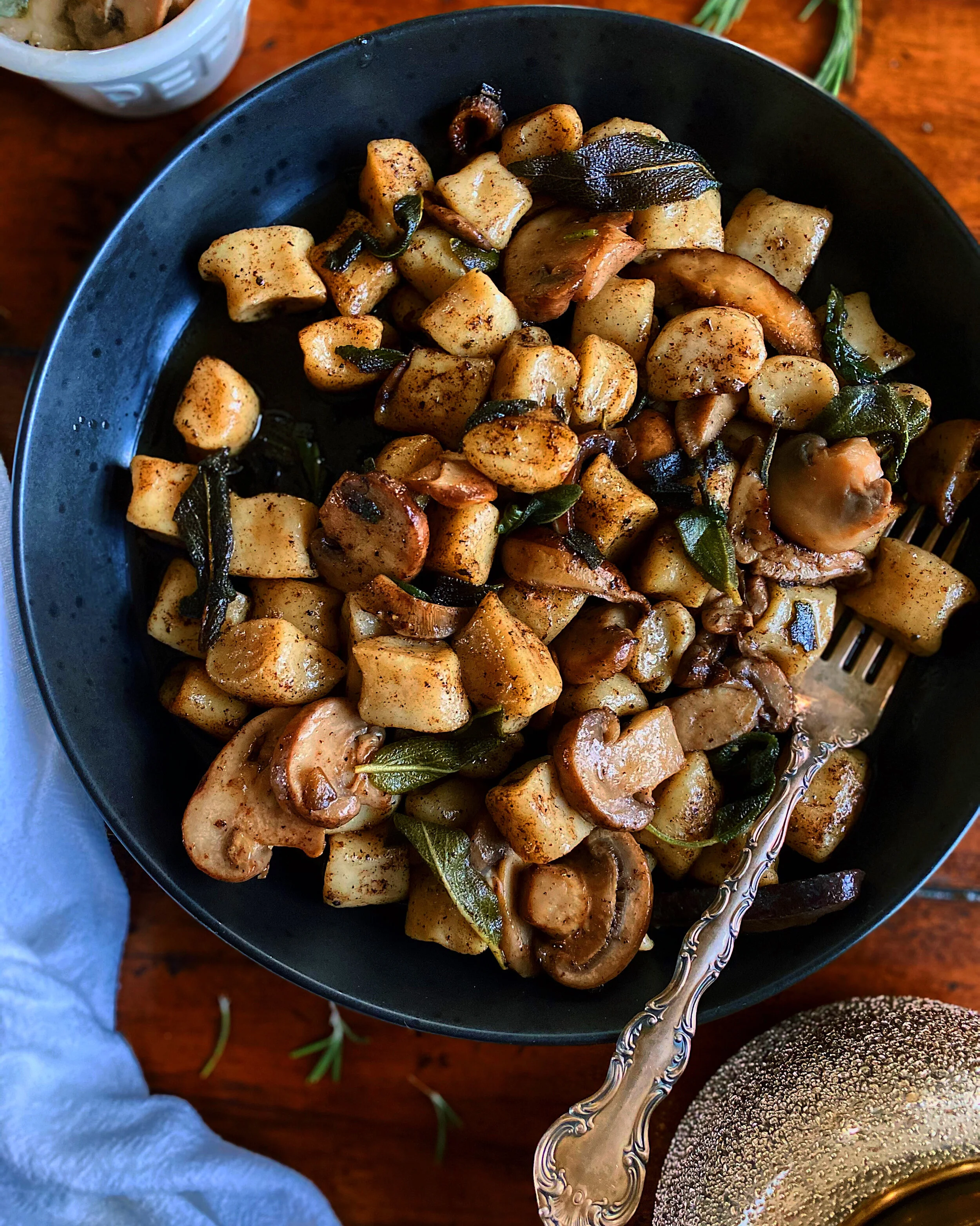 Homemade Potato Gnocchi with Mushroom &amp; Sage Brown Butter
