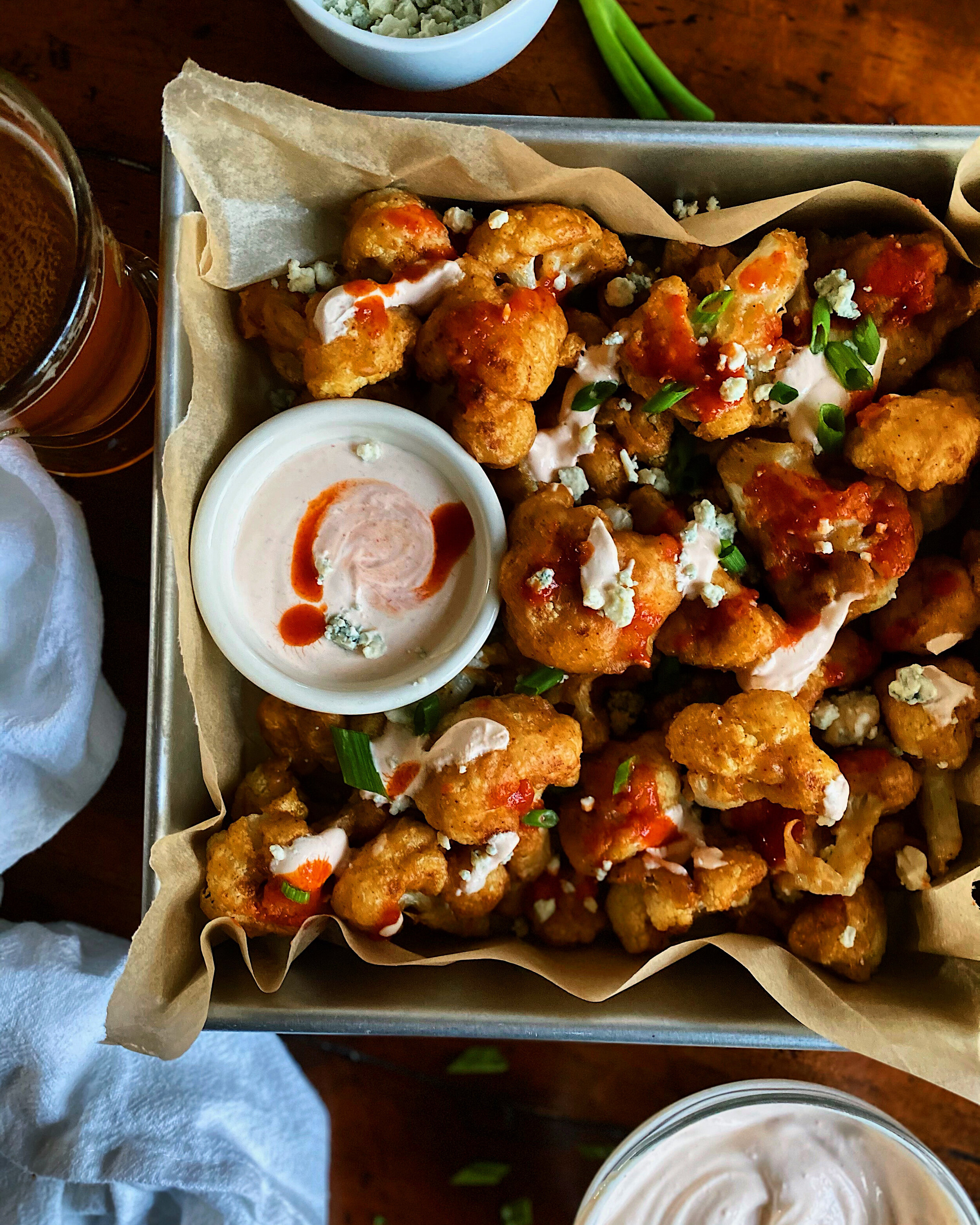 Sriracha Beer Battered Cauliflower Nuggets
