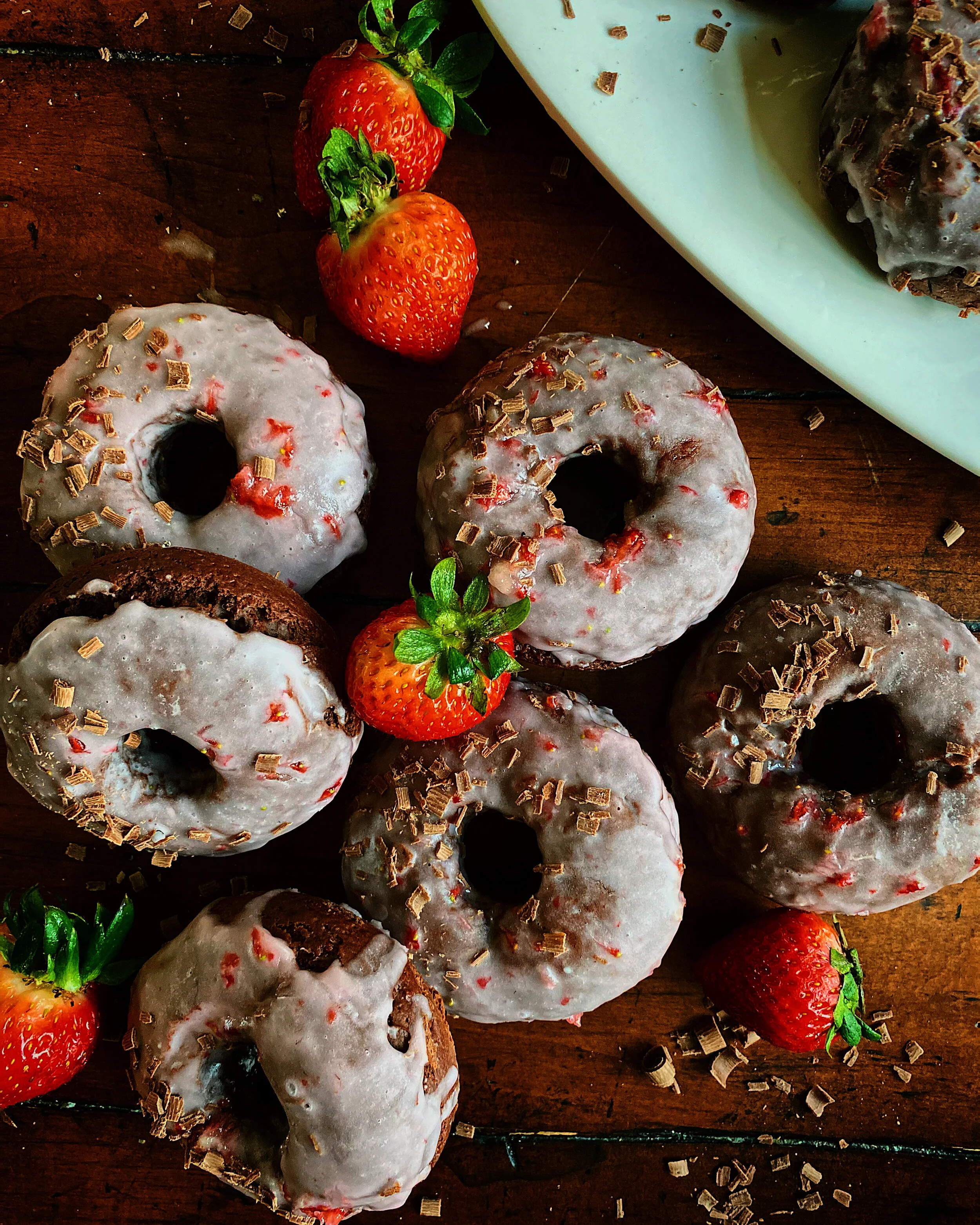 Chocolate Strawberry Glazed Doughnuts