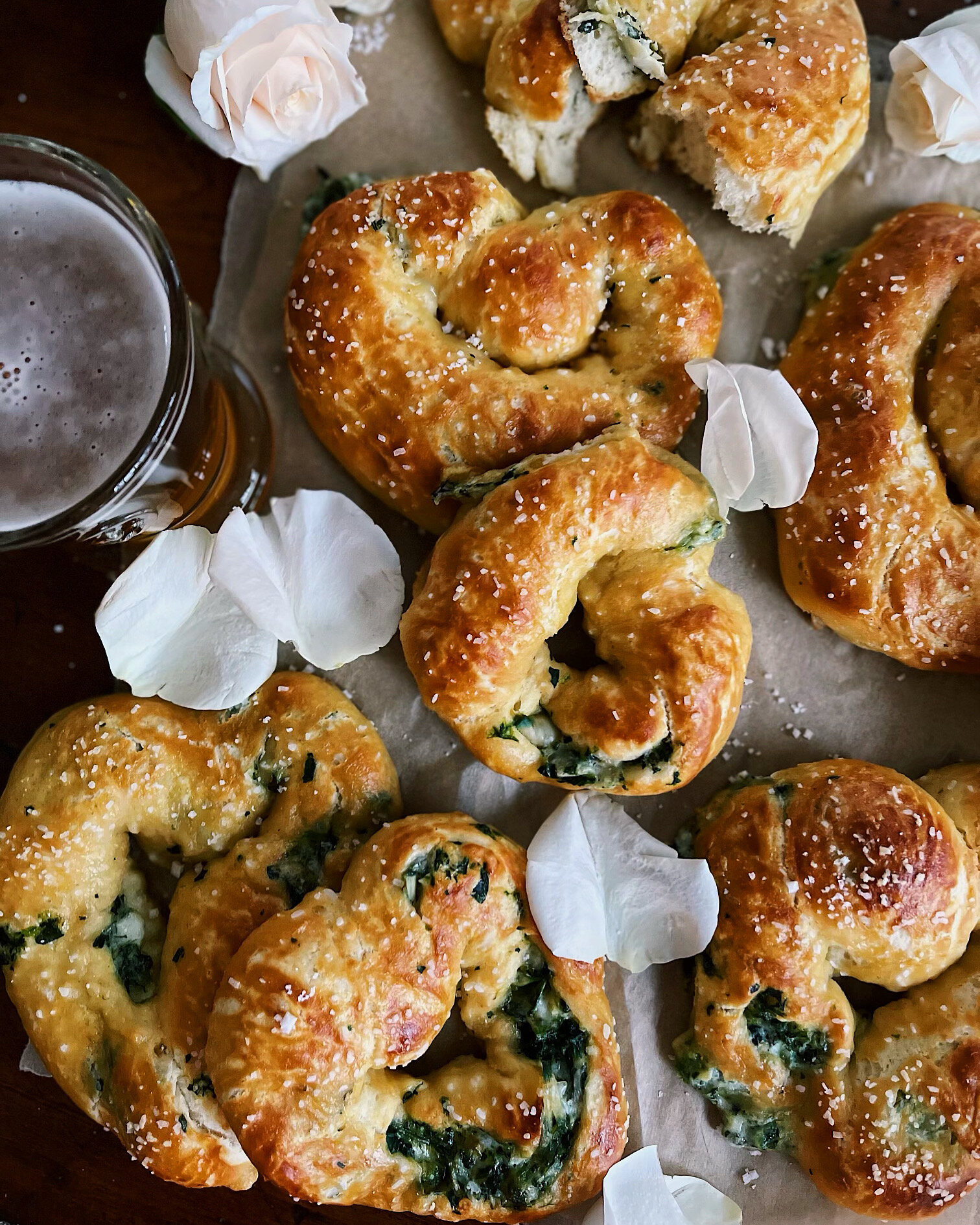 Spinach Artichoke Stuffed Soft Pretzels