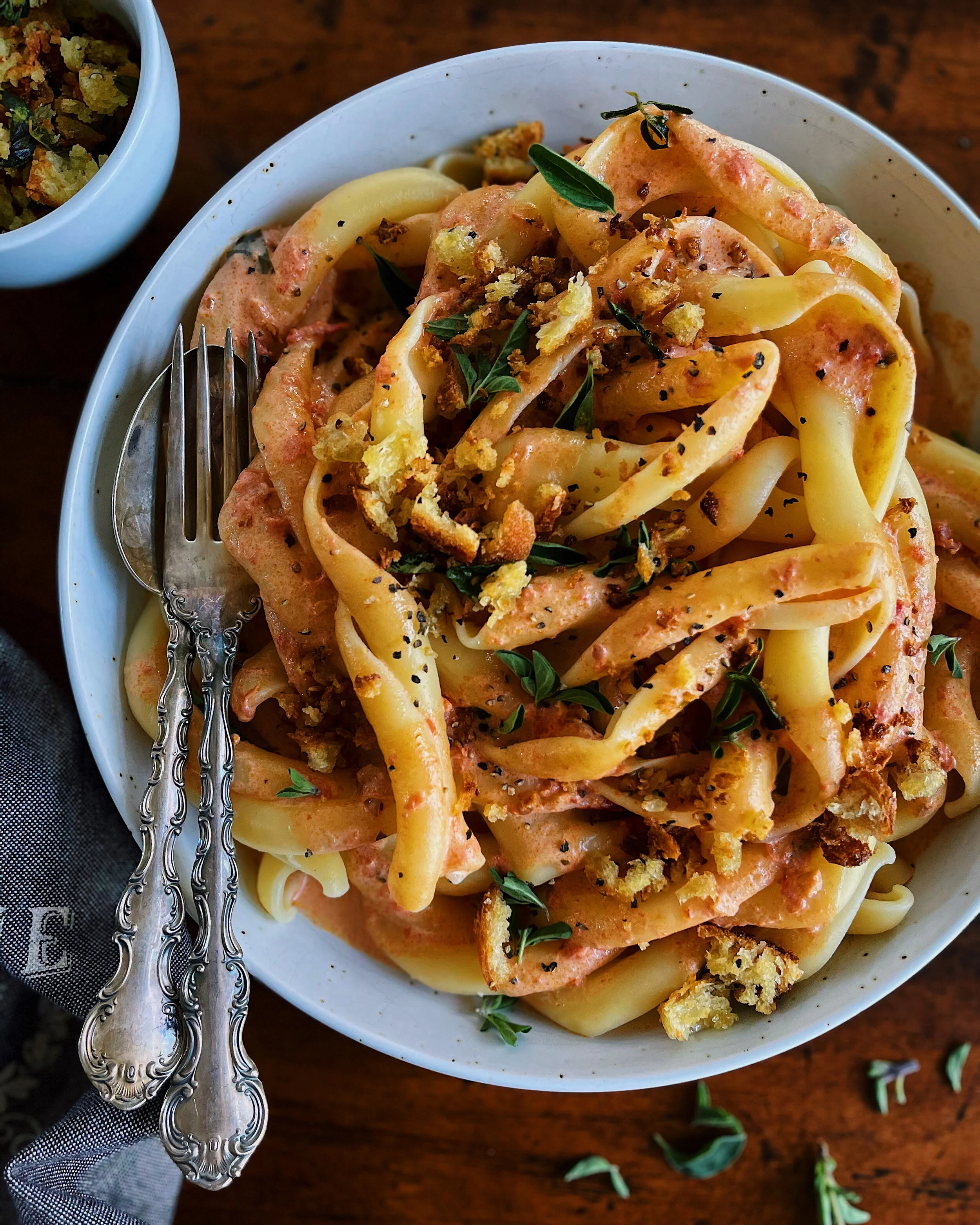 Pasta Alla Vodka with Oregano Breadcrumbs