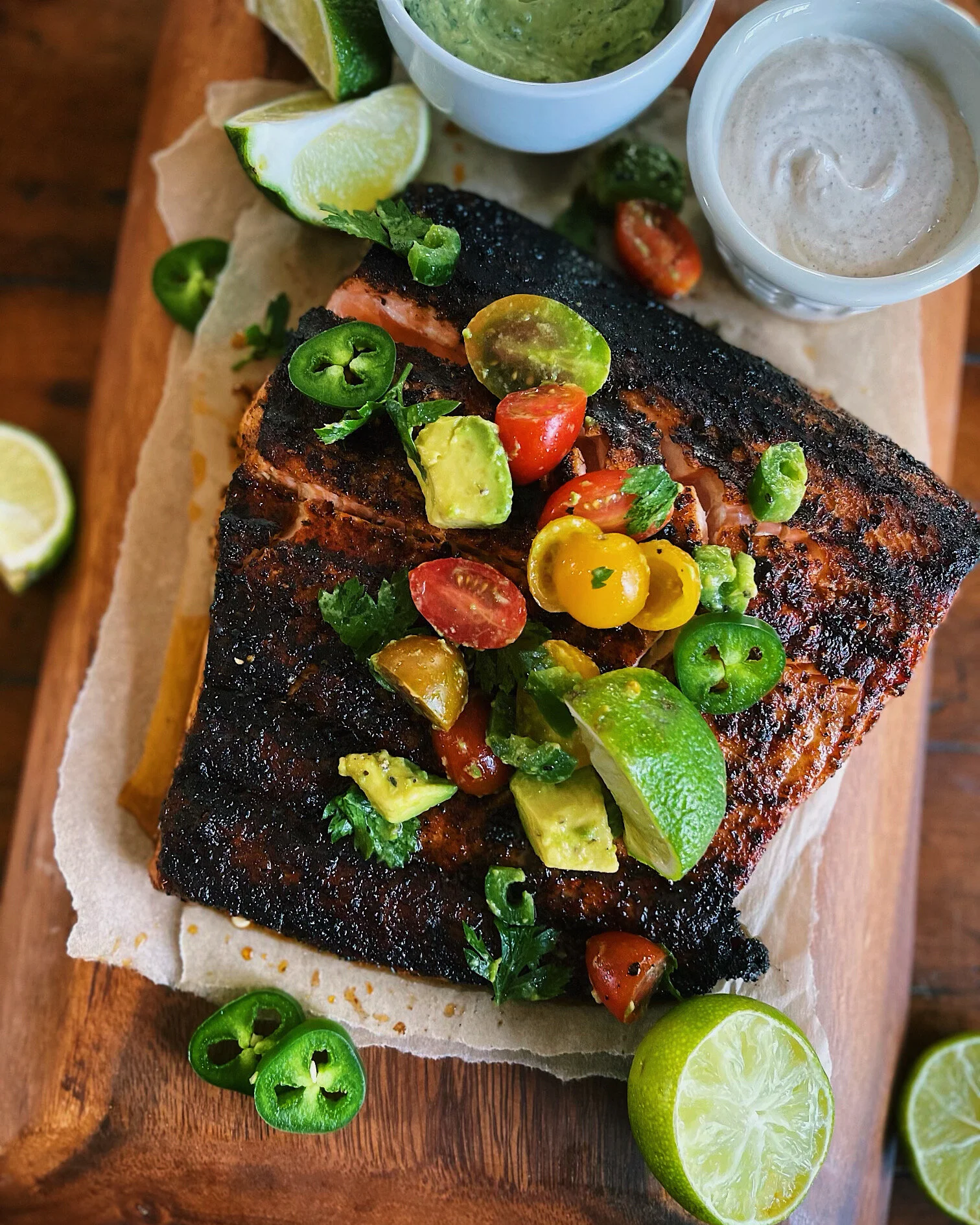 Potlatch Salmon with Avocado Tomato Salsa