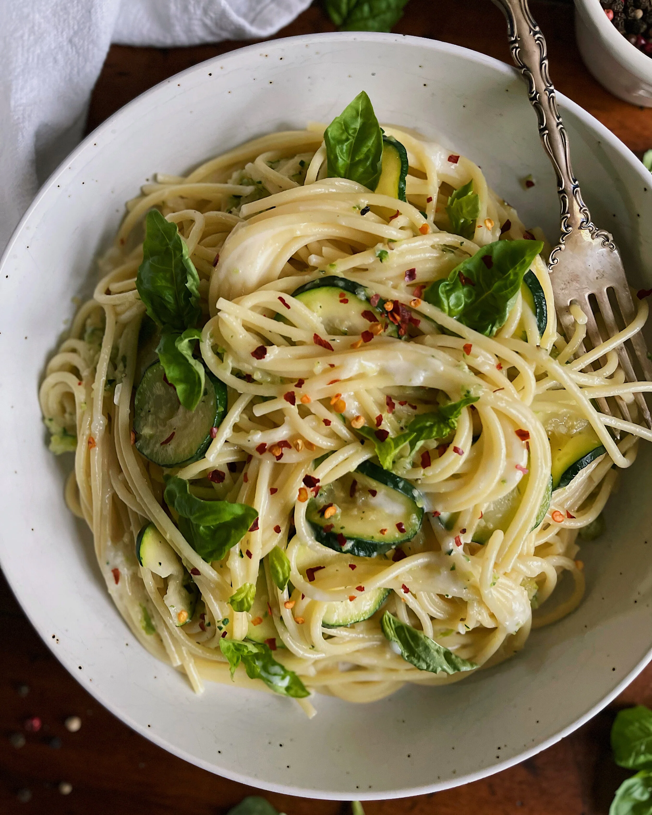 Creamy Lemon Basil &amp; Zucchini Pasta