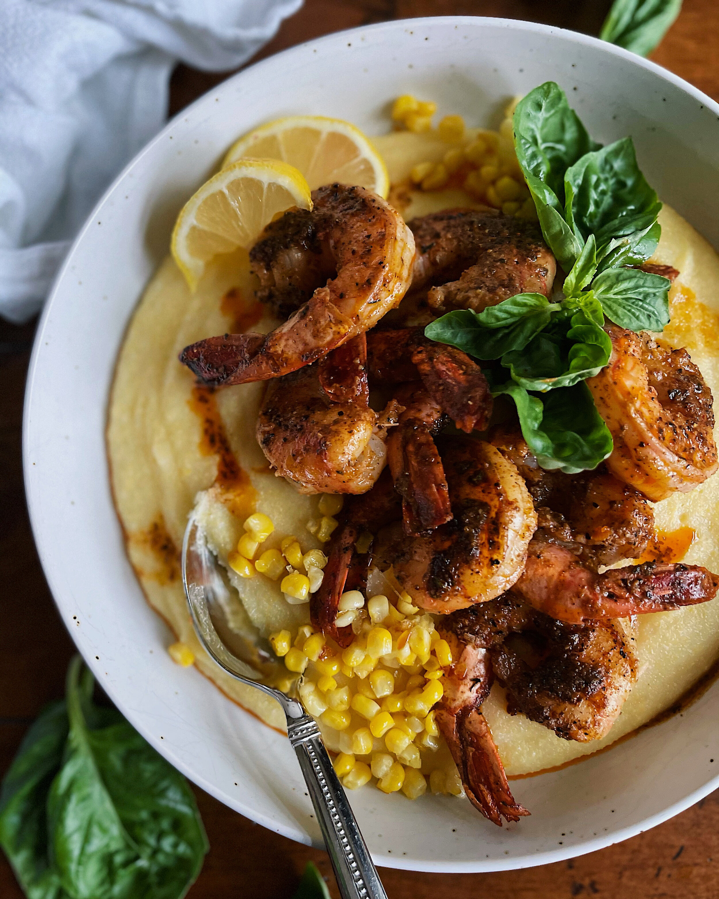 Cajun Butter Shrimp with Creamy Corn Polenta