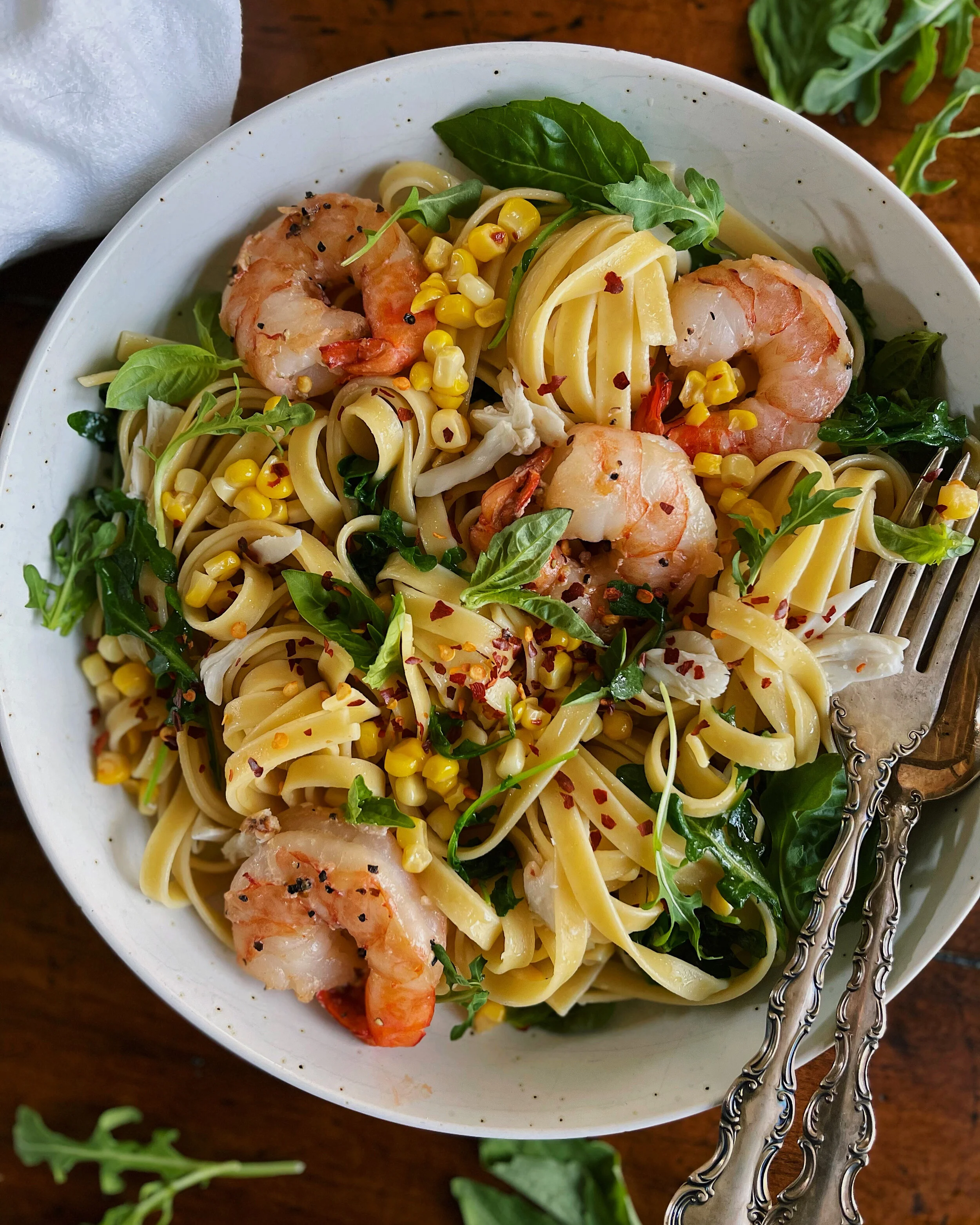 Buttery Shrimp, Crab, &amp; Corn Pasta
