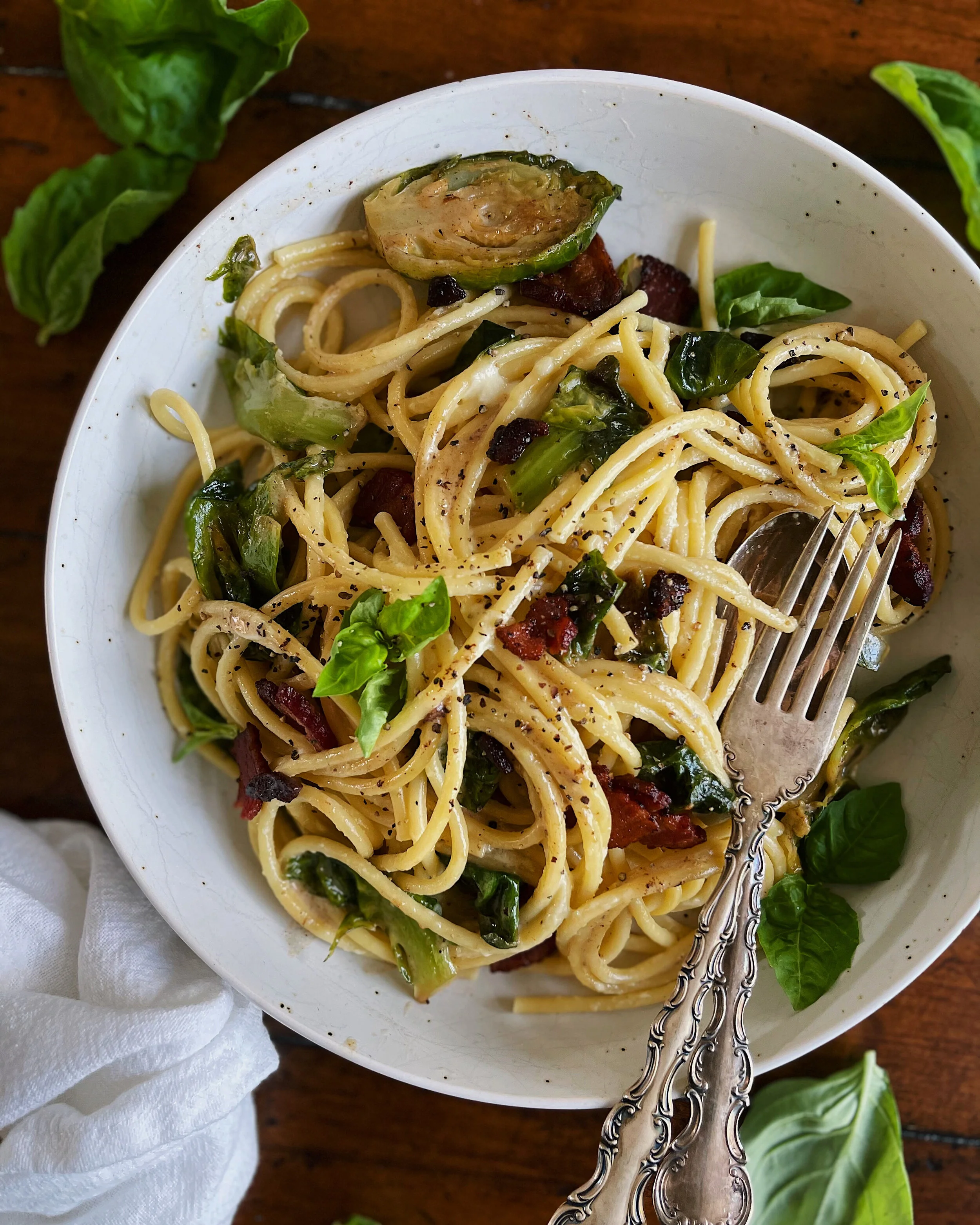 Brussels Sprouts Bucatini Carbonara