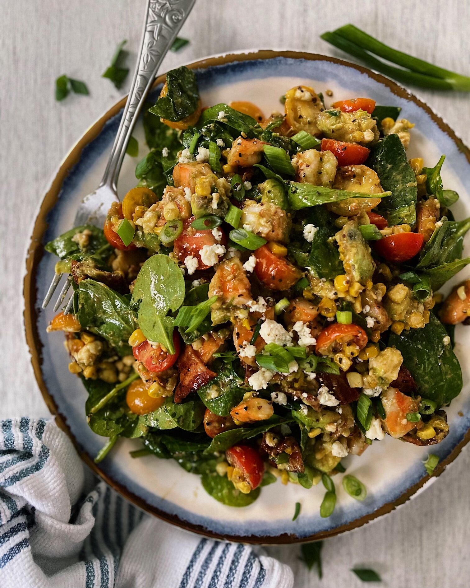Spinach & Shrimp Salad with Warm Bacon Dressing
