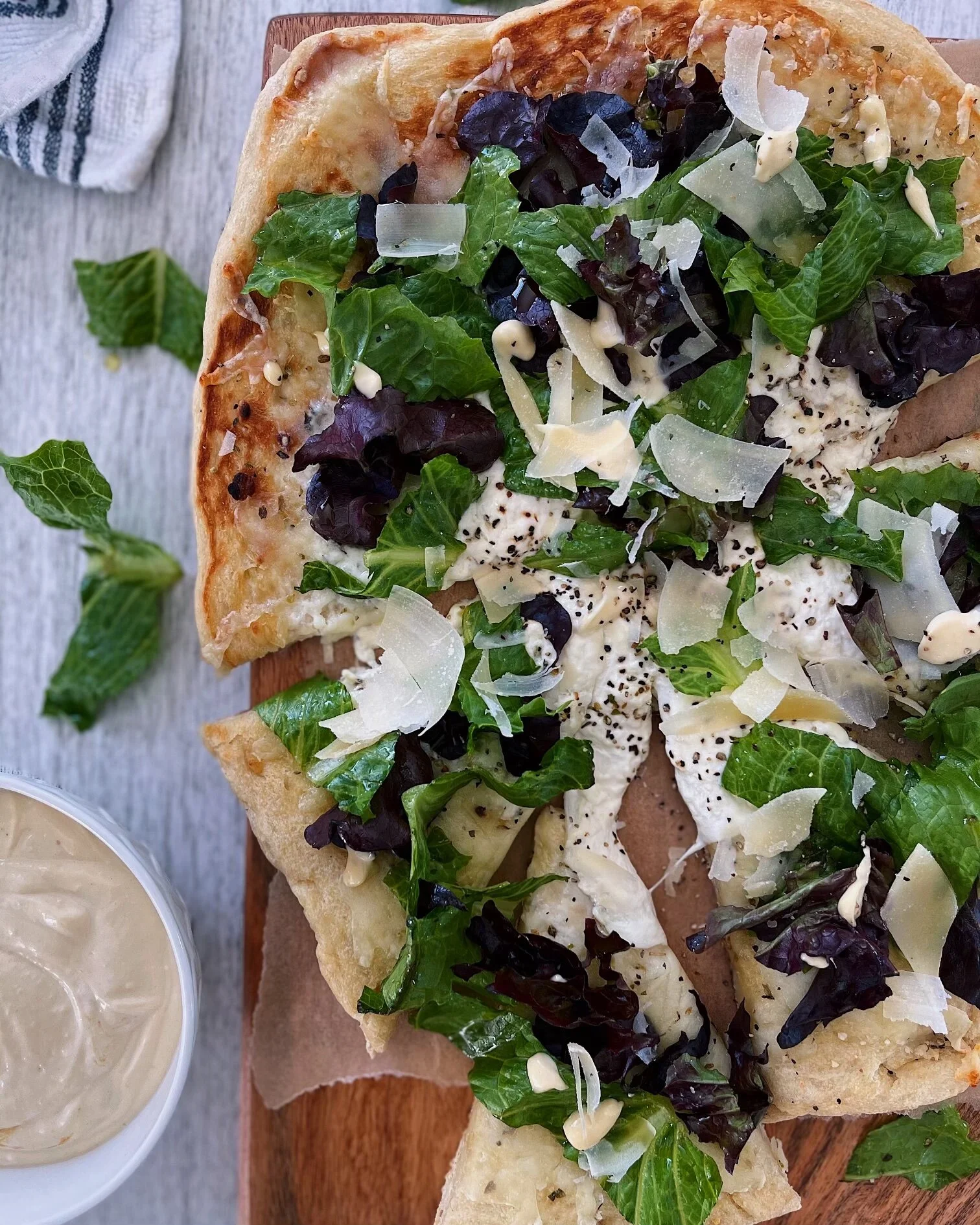 Caesar Salad Pizza with Burrata