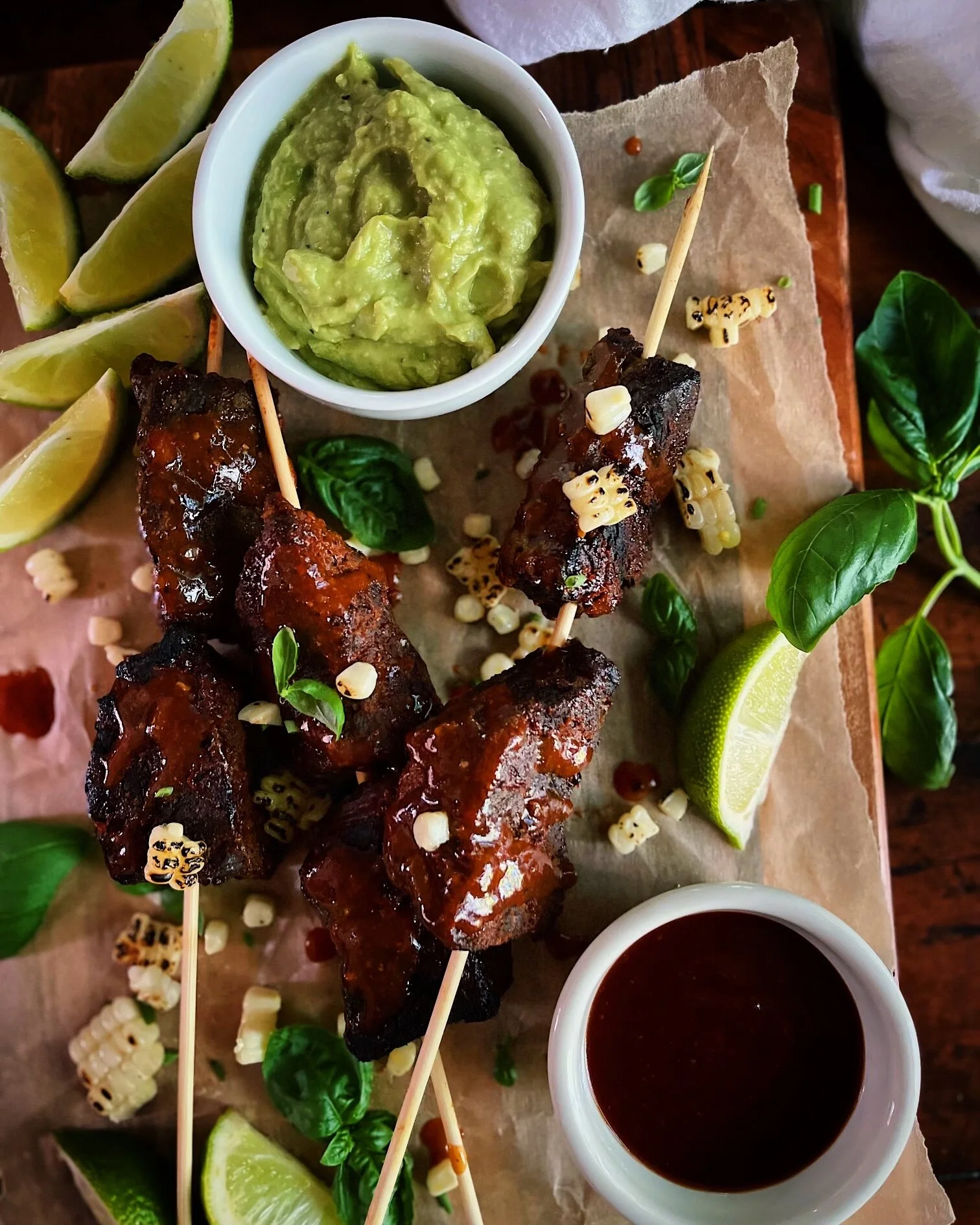  BBQ Short Rib Skewers with Corn Salsa