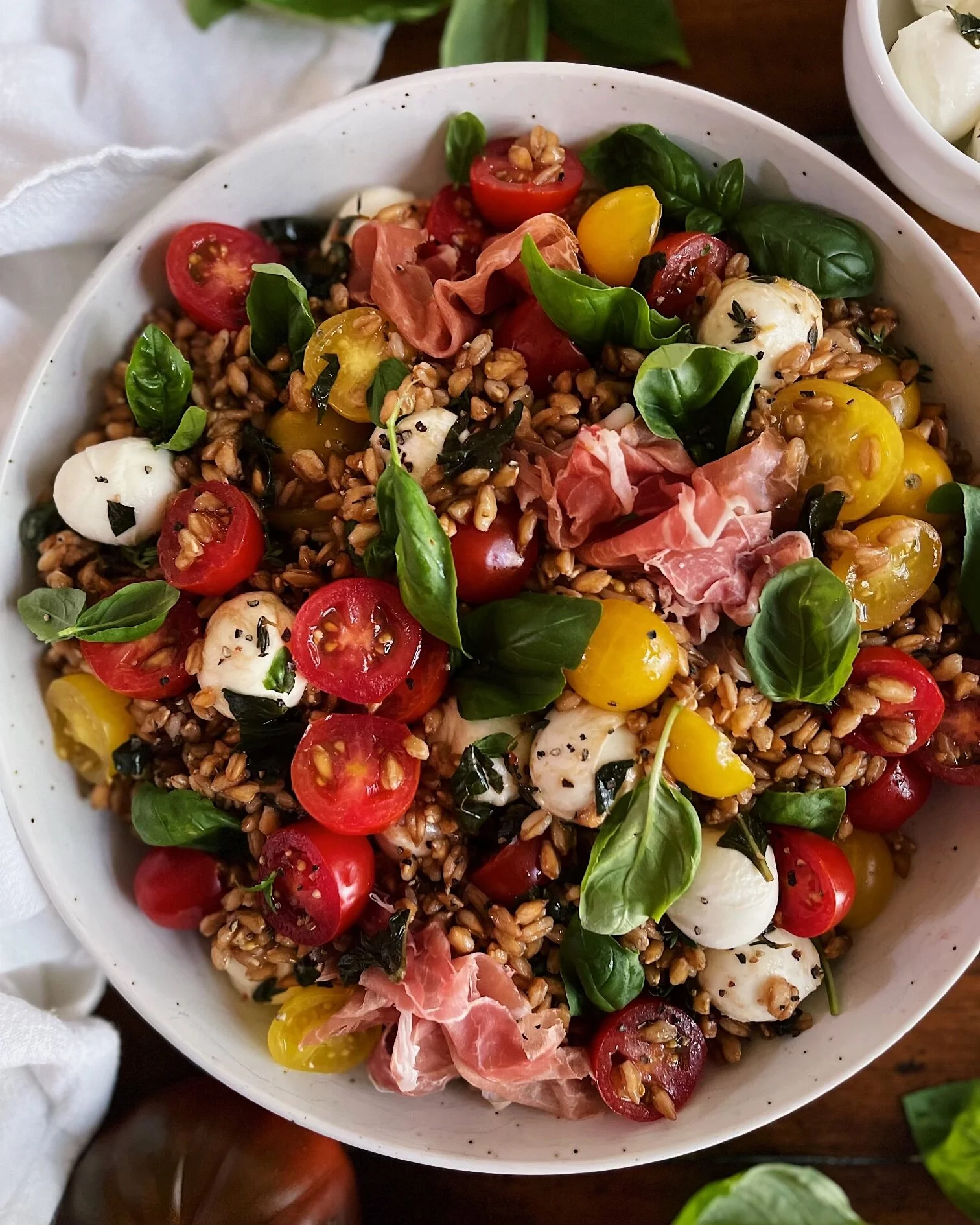 Cheesy Tomato Basil Farro Salad