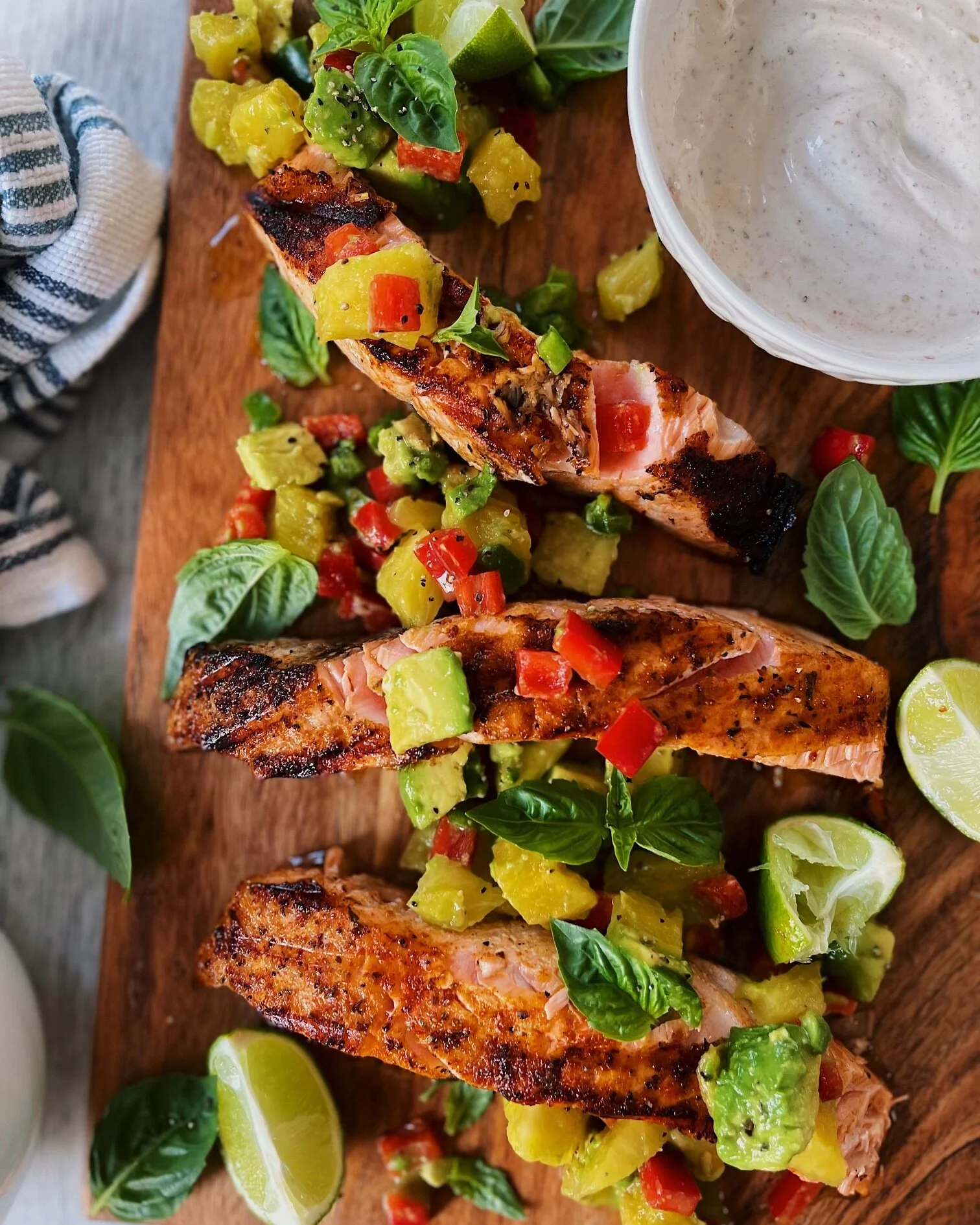Potlatch Salmon with Pineapple Avocado Salsa