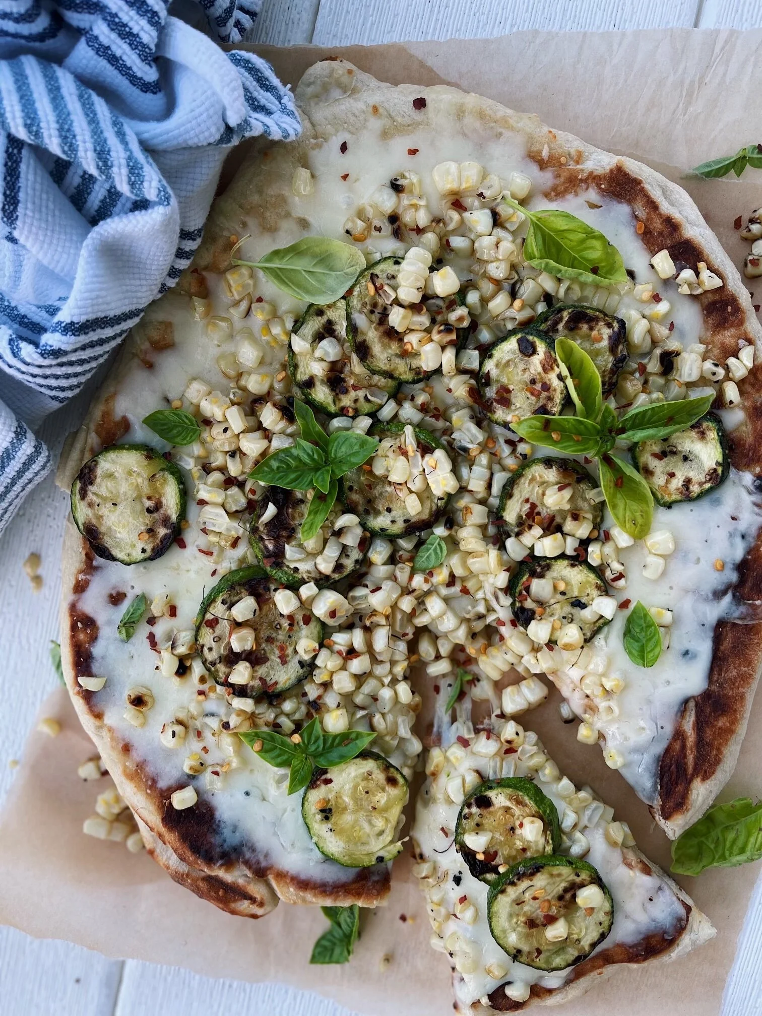 Grilled Corn &amp; Zucchini Pizza