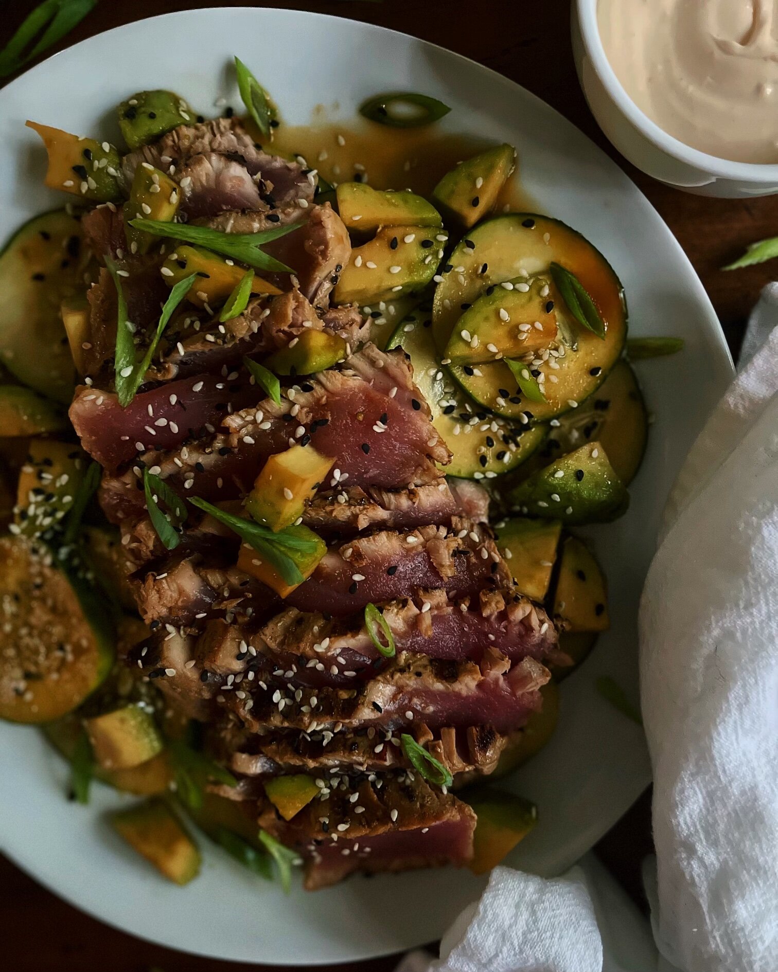 Grilled Ahi Tuna with Cucumber Salad