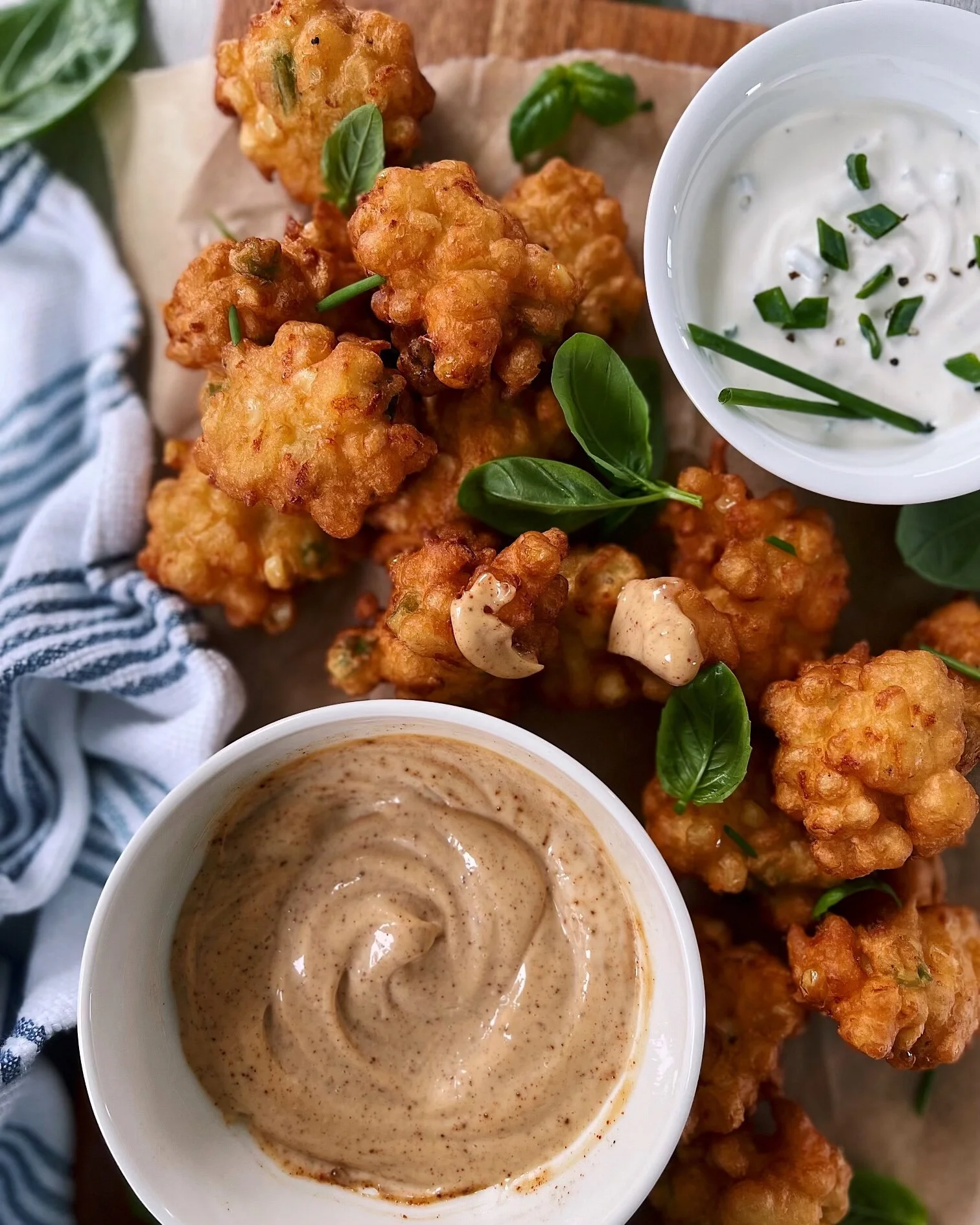 Corn &amp; Jalapeño Fritters with Honey Chipotle Aioli