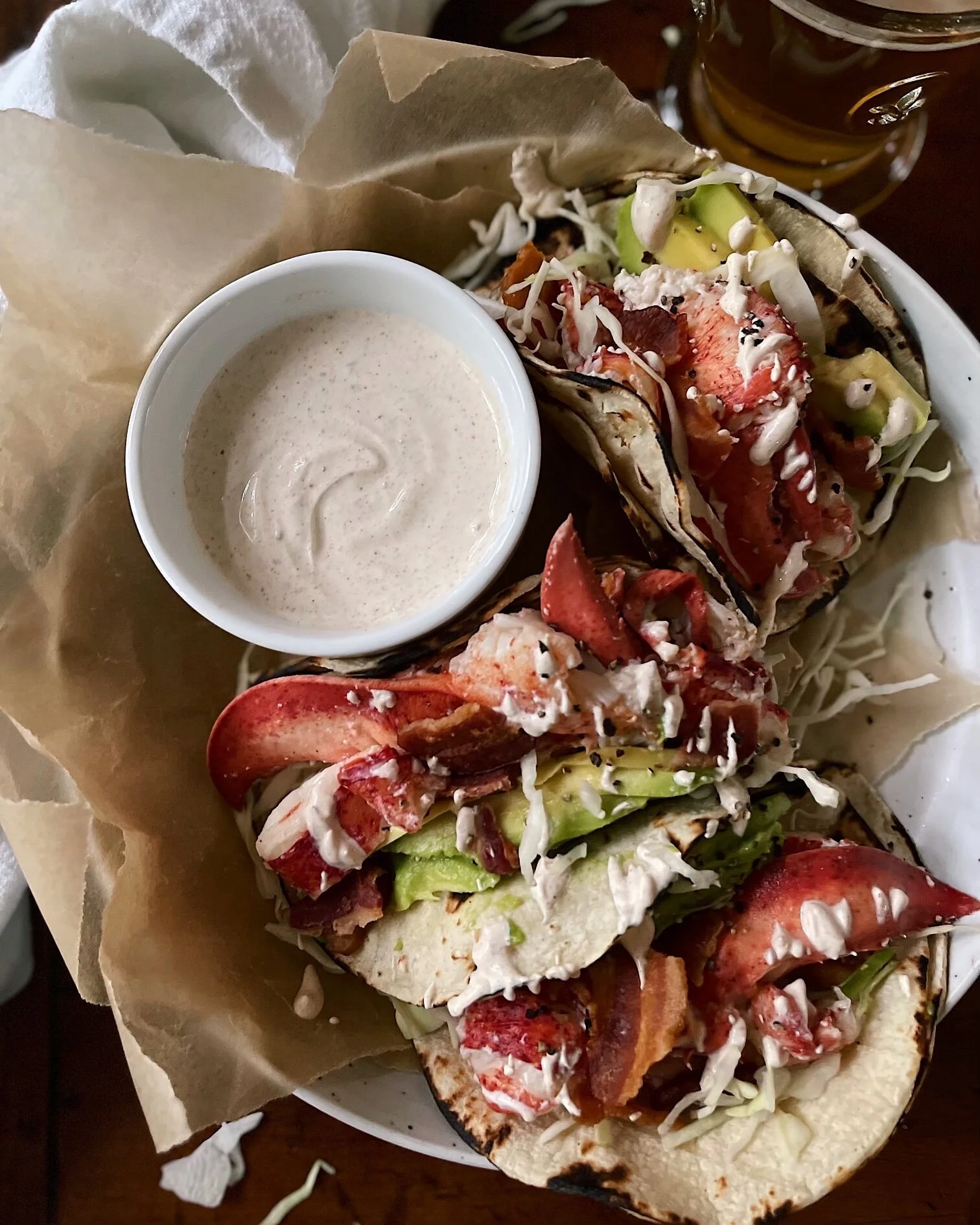 Lobster Bacon Avocado Tacos