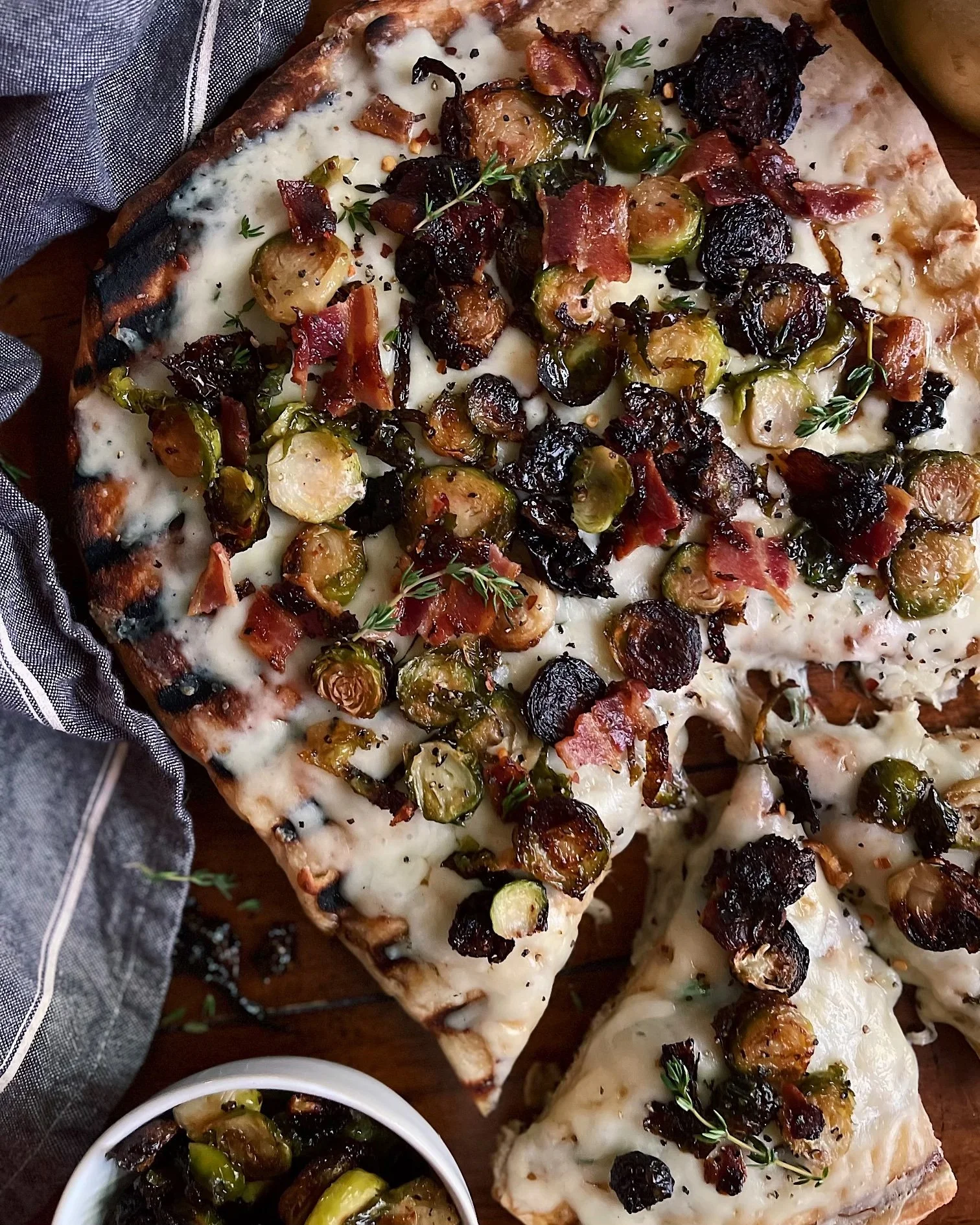 Brussels Sprout &amp; Bacon Grilled Pizza