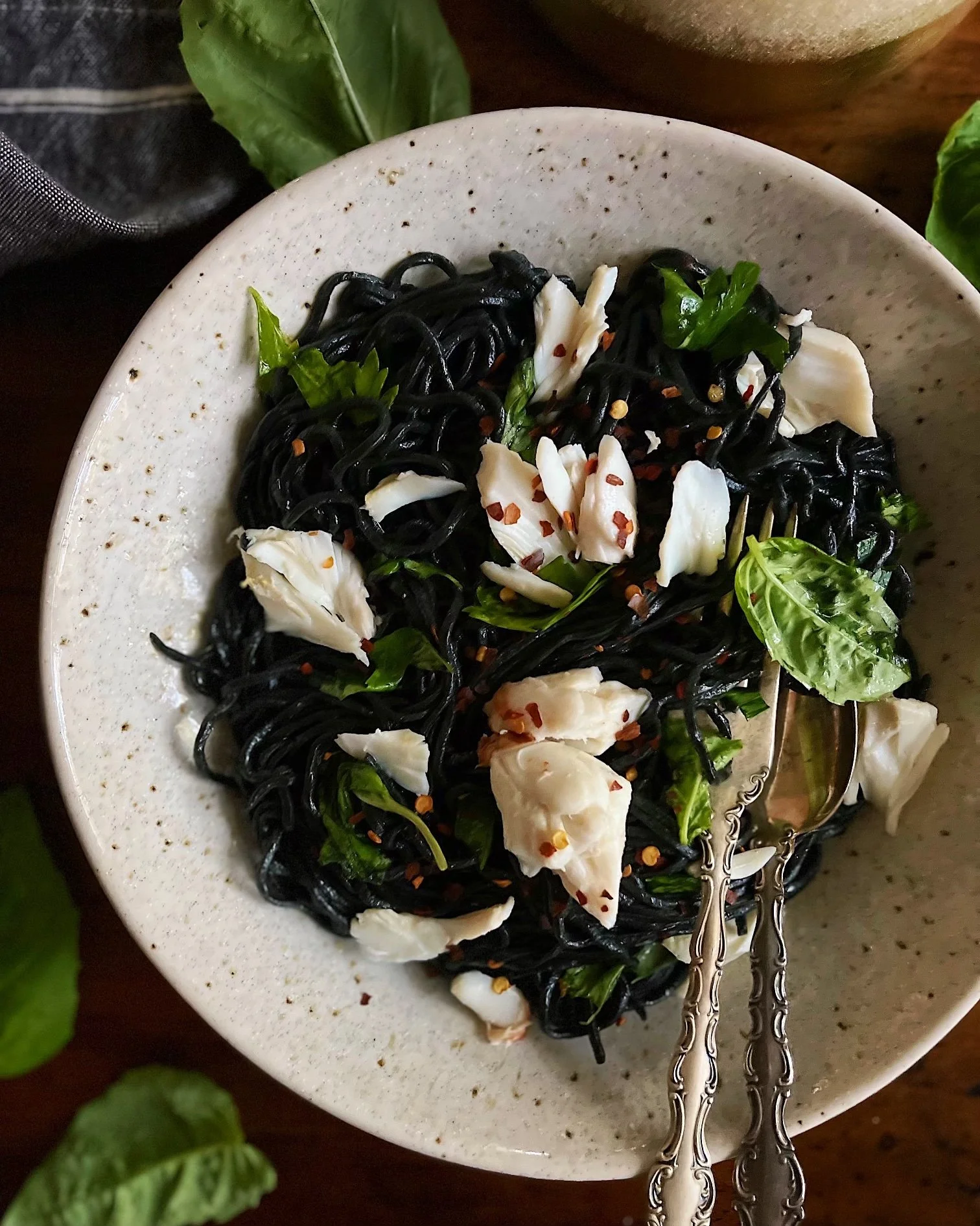 Squid Ink Aglio e Olio with Colossal Lump Crab