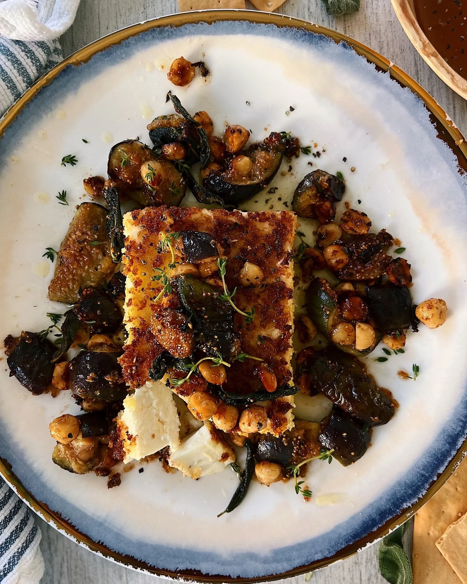 Pan Fried Feta with Brown Butter Sage, Figs, &amp; Hazelnuts