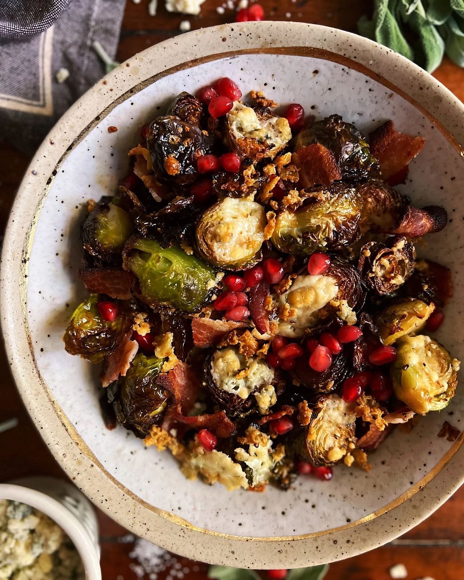Warm Blue Cheese &amp; Bacon Brussels Sprouts