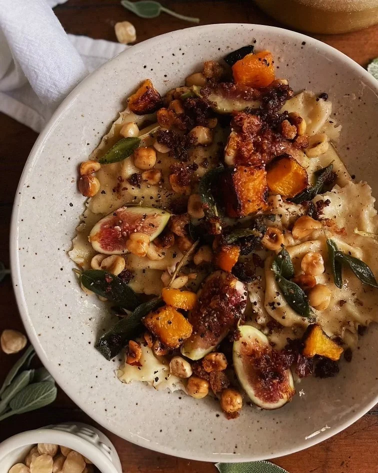 Butternut Squash &amp; Parmesan Ravioli in Brown Butter Sage Sauce