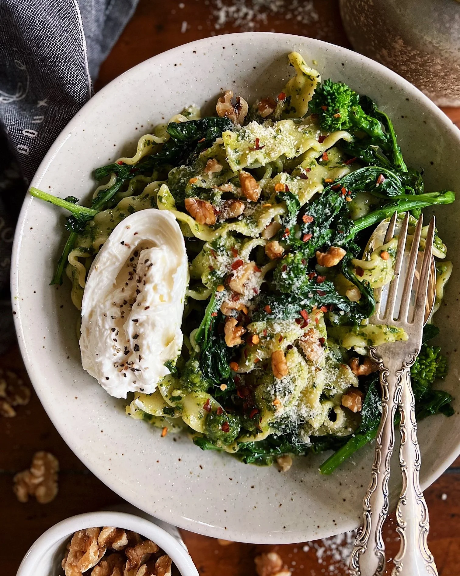 Broccoli Rabe Pesto Pasta with Burrata