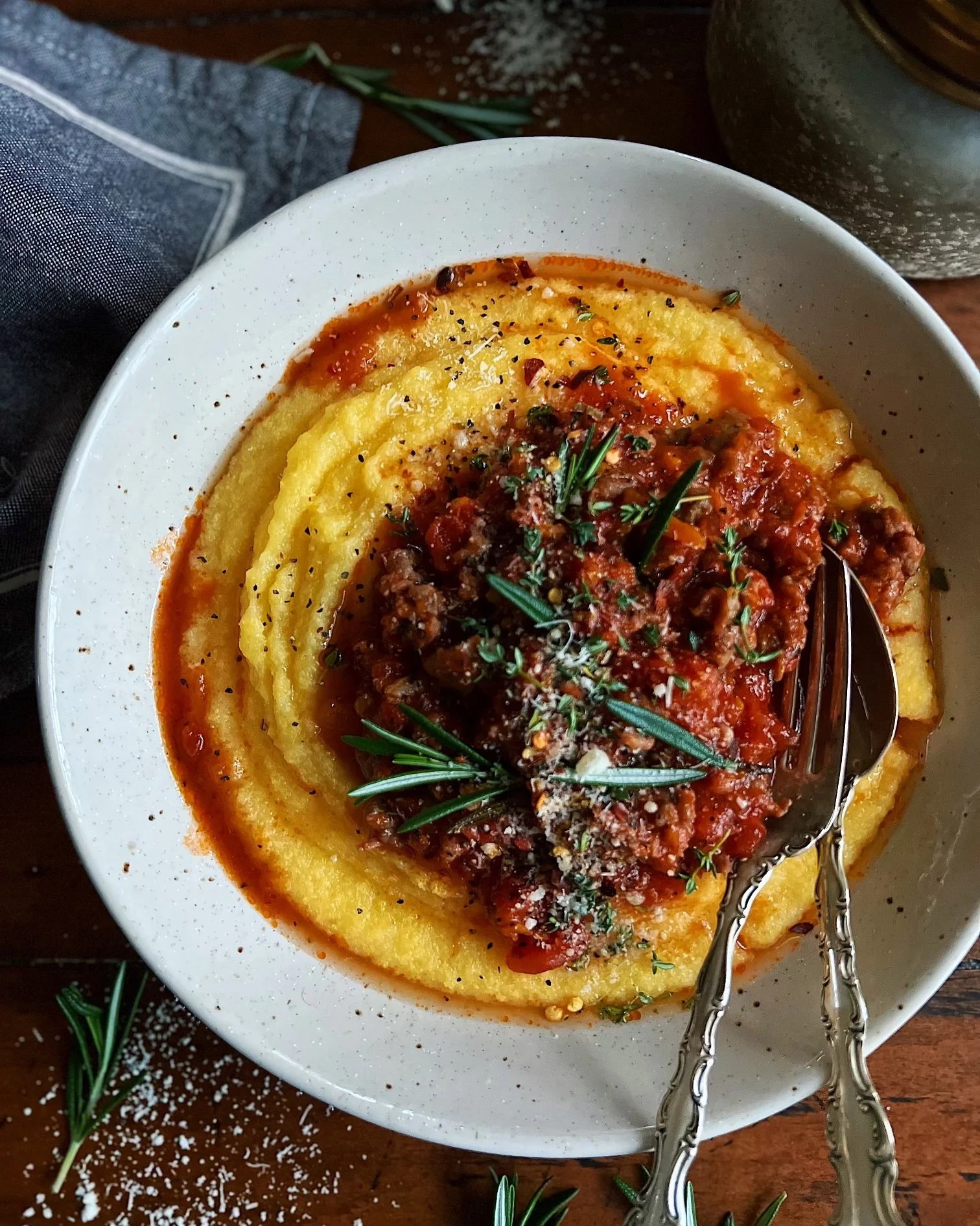 Cheesy Polenta with Sausage Ragu