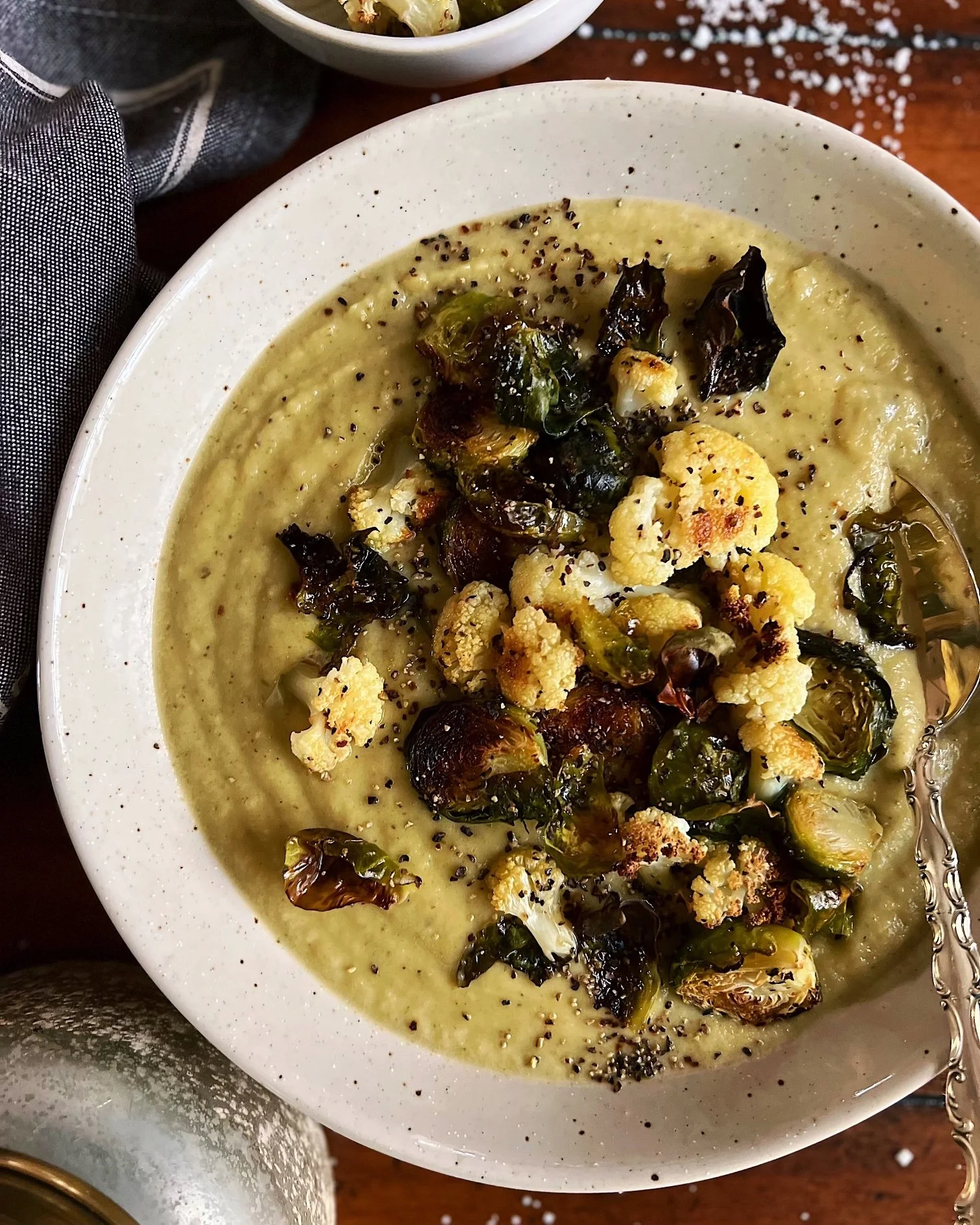Roasted Brussels Sprout &amp; Cauliflower Soup