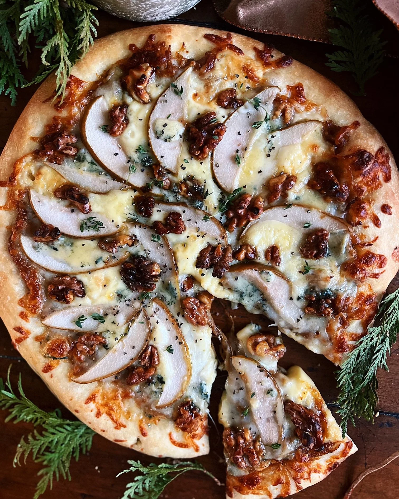 Pear &amp; Honey Toasted Walnut Pizza