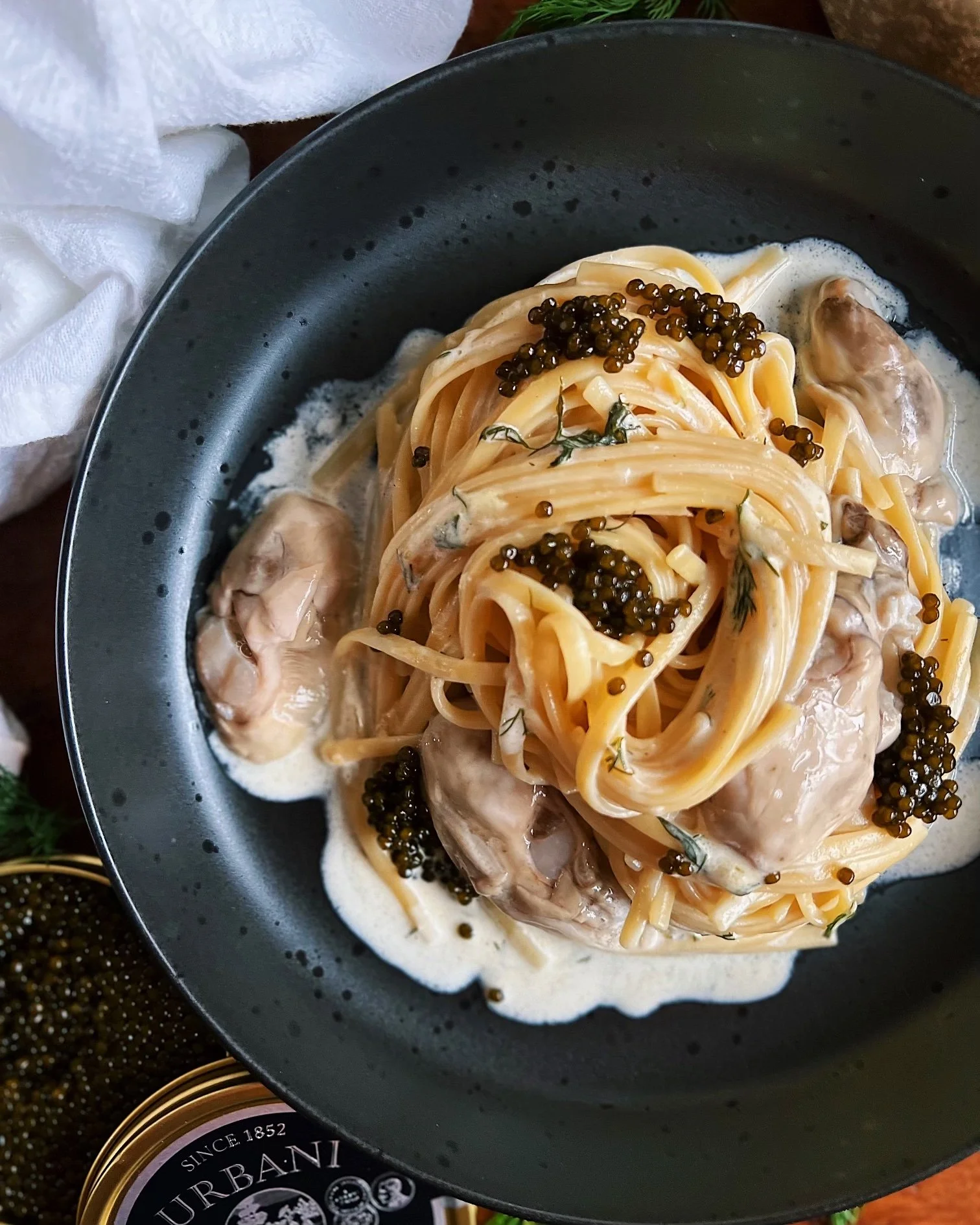 Linguine with Champagne Oyster &amp; Caviar Sauce