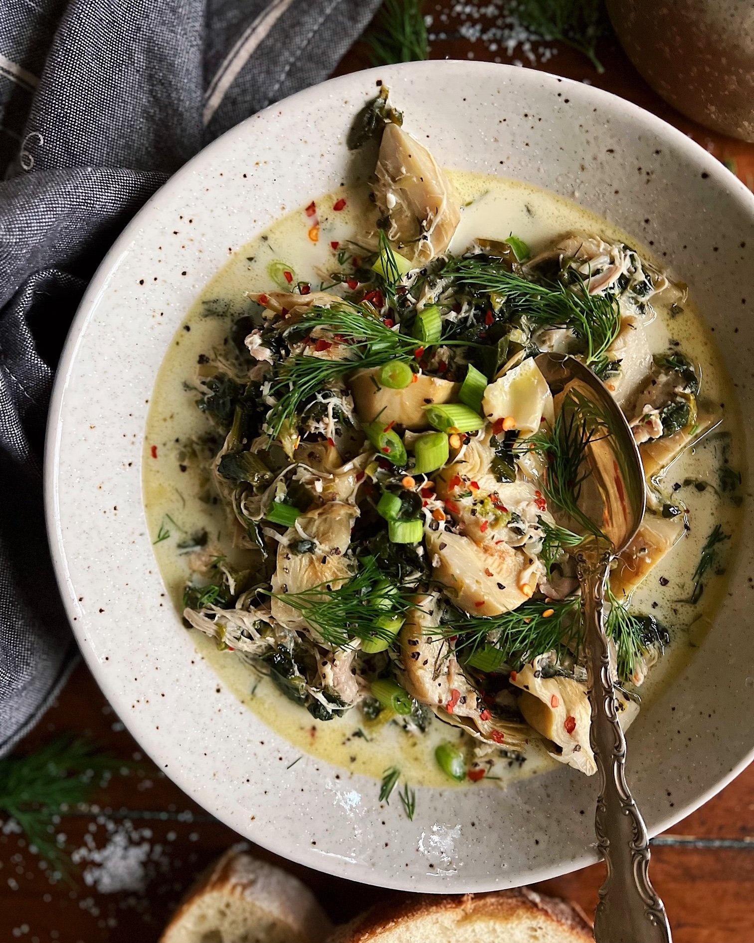 Spinach Artichoke Chicken Soup