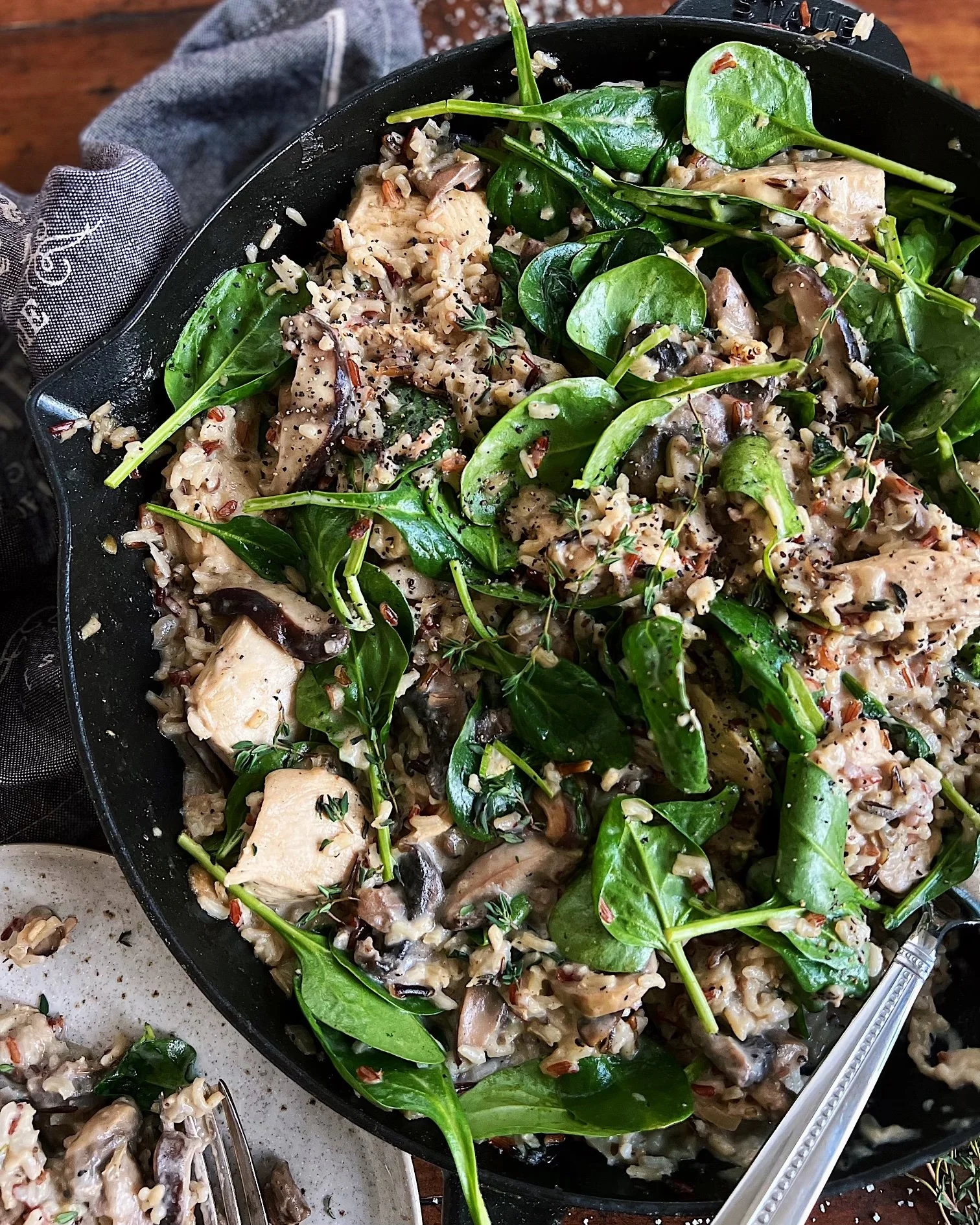 Creamy Wild Rice Chicken &amp; Mushroom Skillet