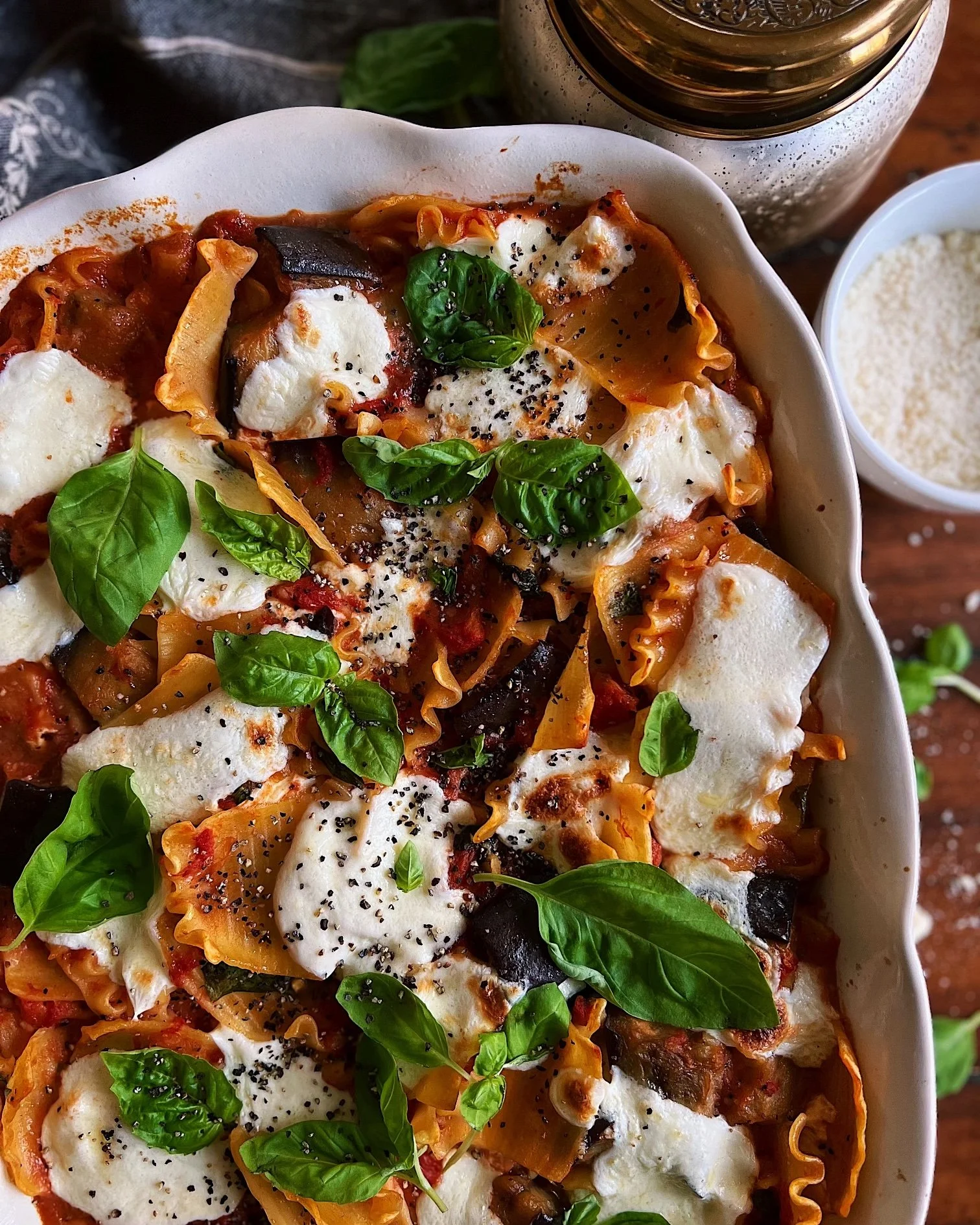 Cheesy Eggplant Pasta Bake