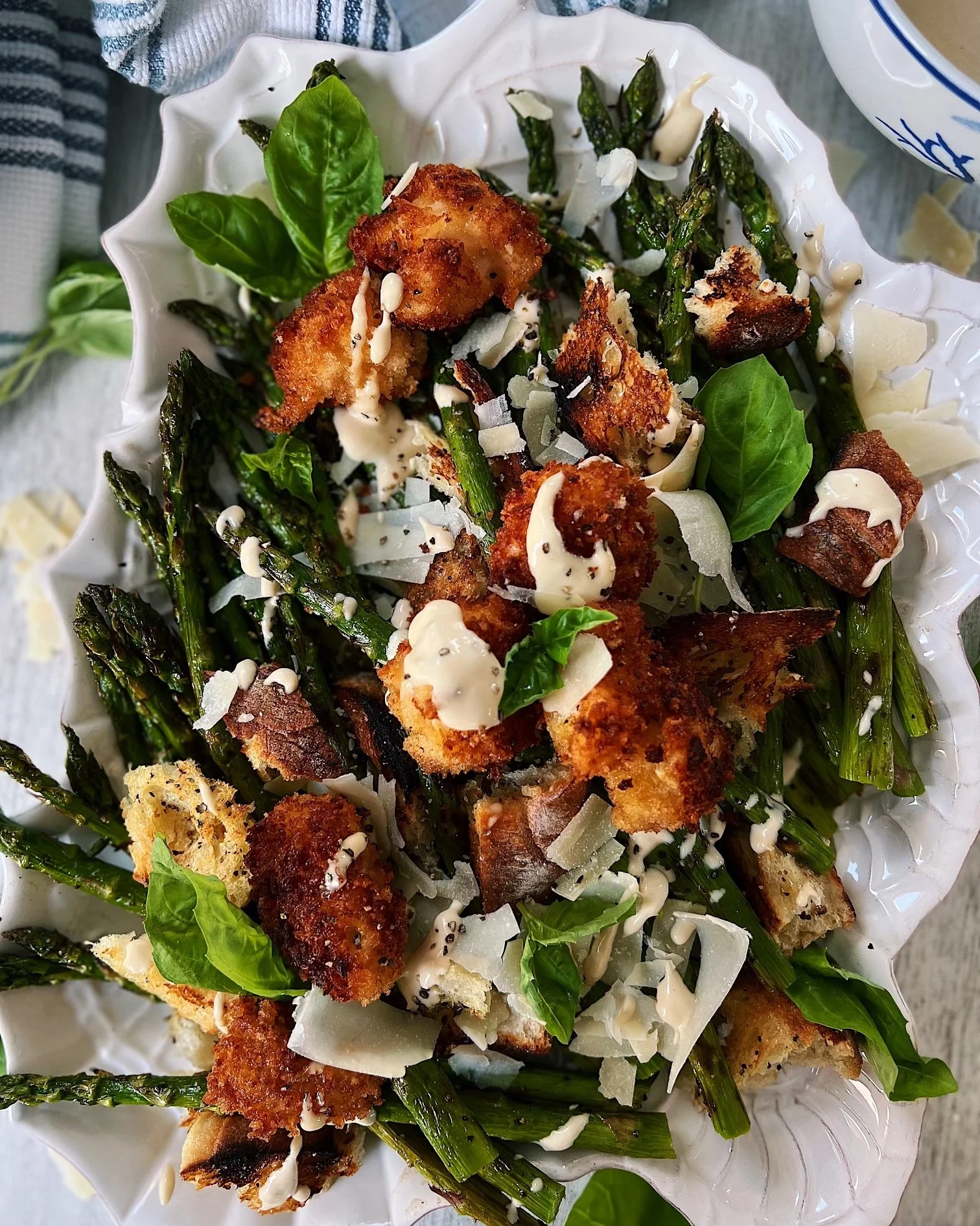 Grilled Asparagus &amp; Fried Lobster Caesar Salad