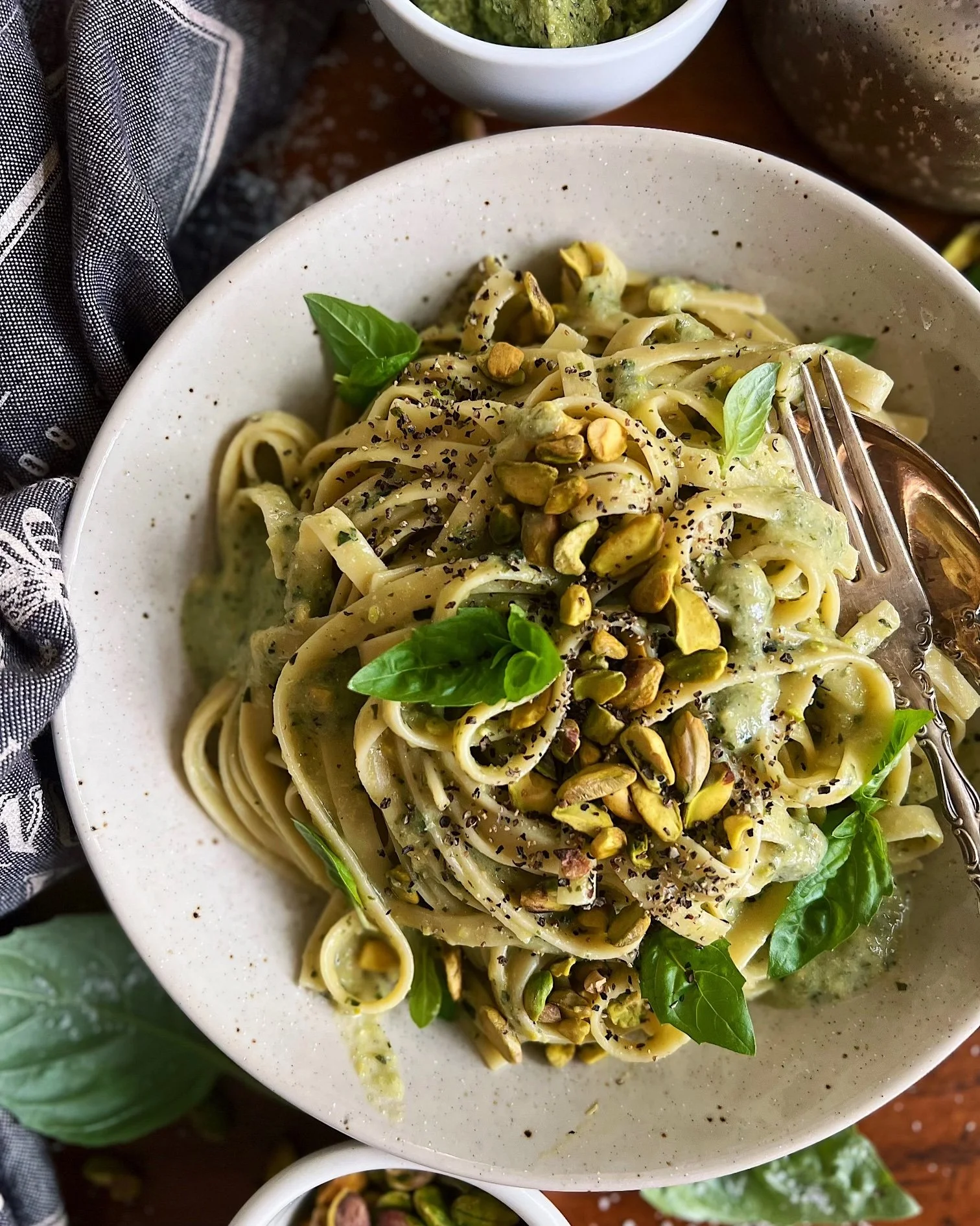 Creamy Zucchini Basil Pistachio Pasta