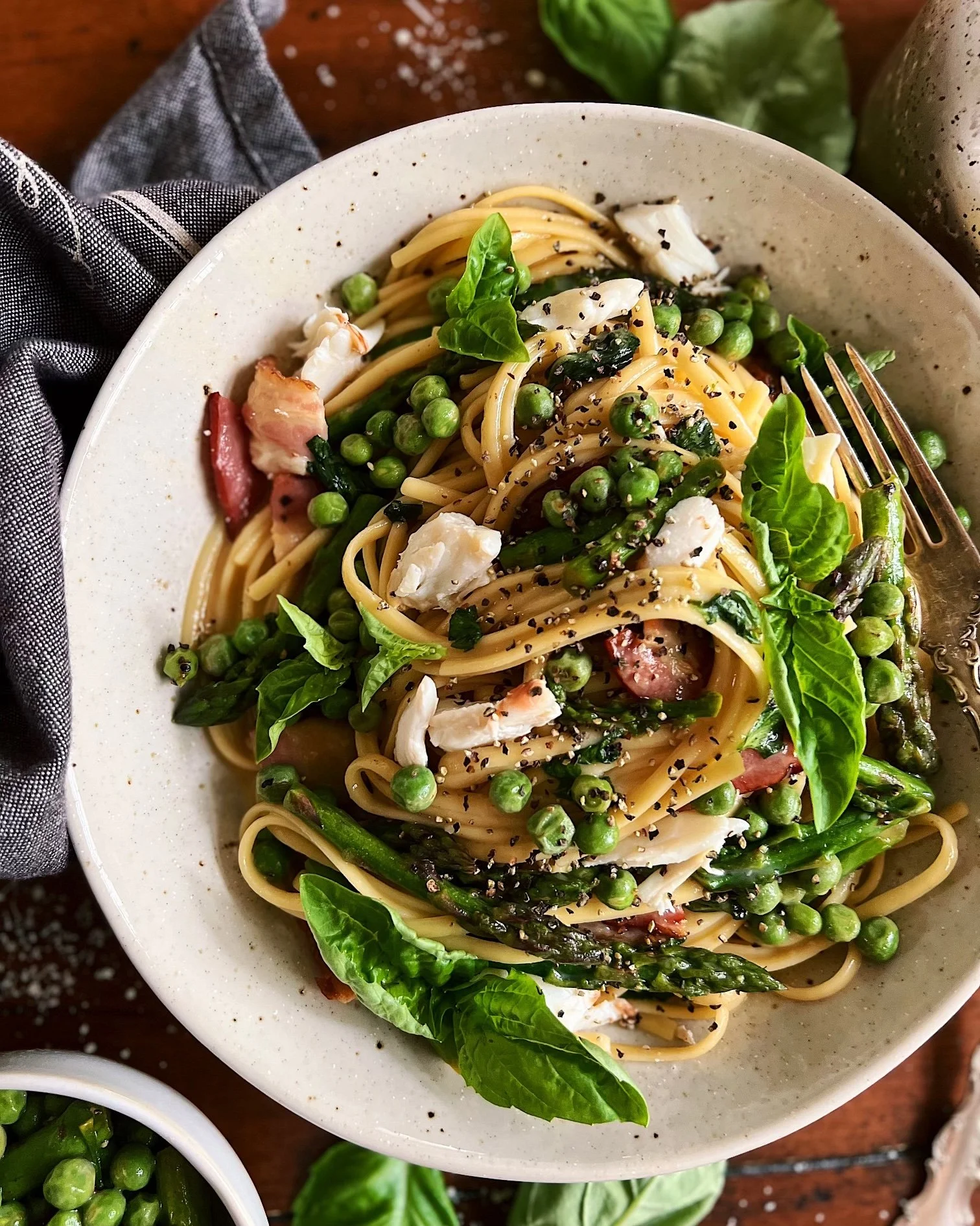 Asparagus, Pea, &amp; Crab Carbonara